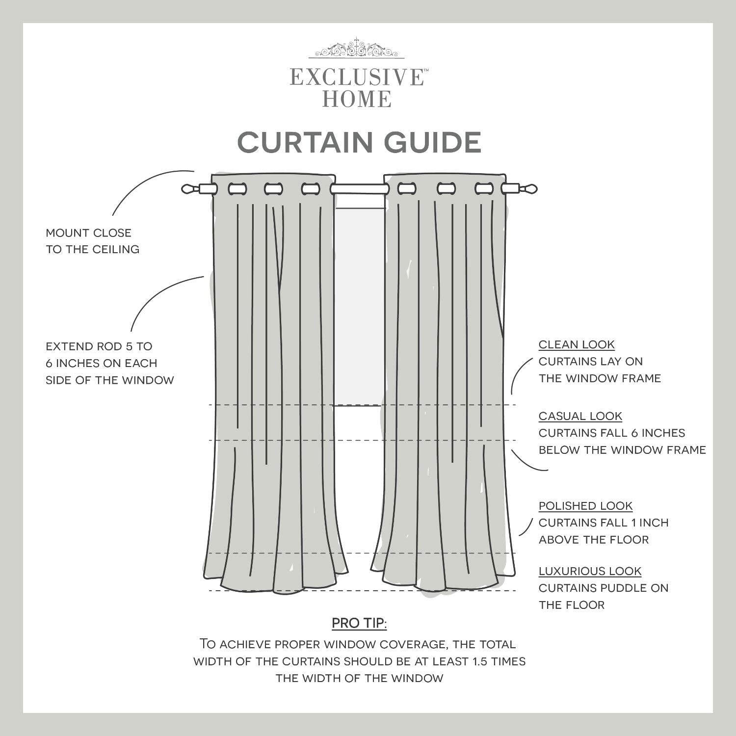 Exclusive Home Silhouette Floral Light Filtering Grommet Top Curtain Panel Pair, 54"x96", Natural, Set of 2