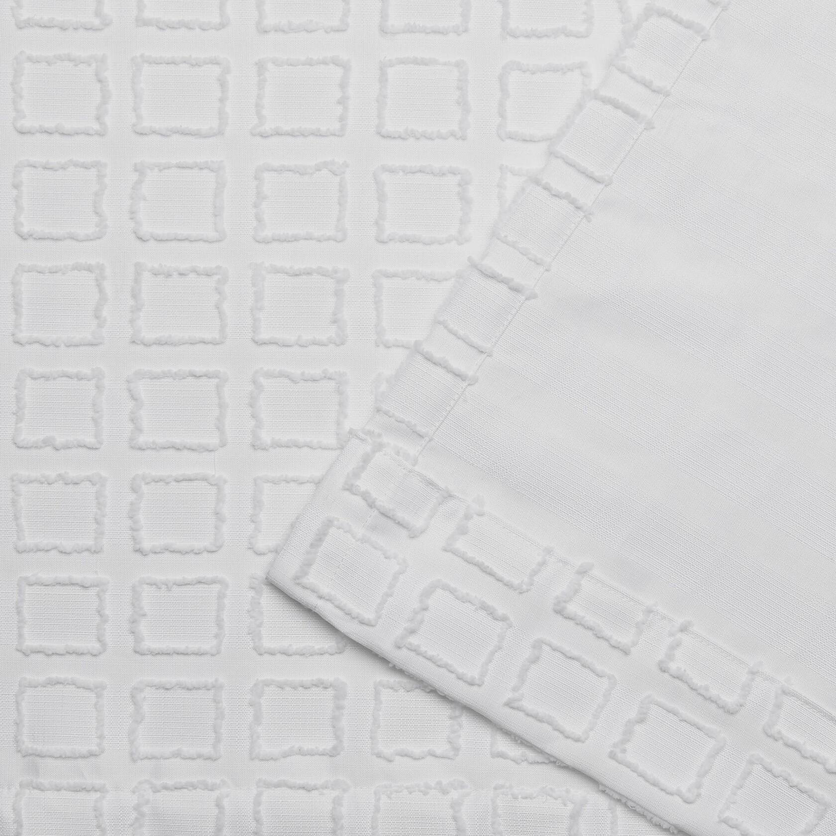 EXCLUSIVE HOME Squared Embellished Grommet Top Curtain Panel Pair, 54"x108", White