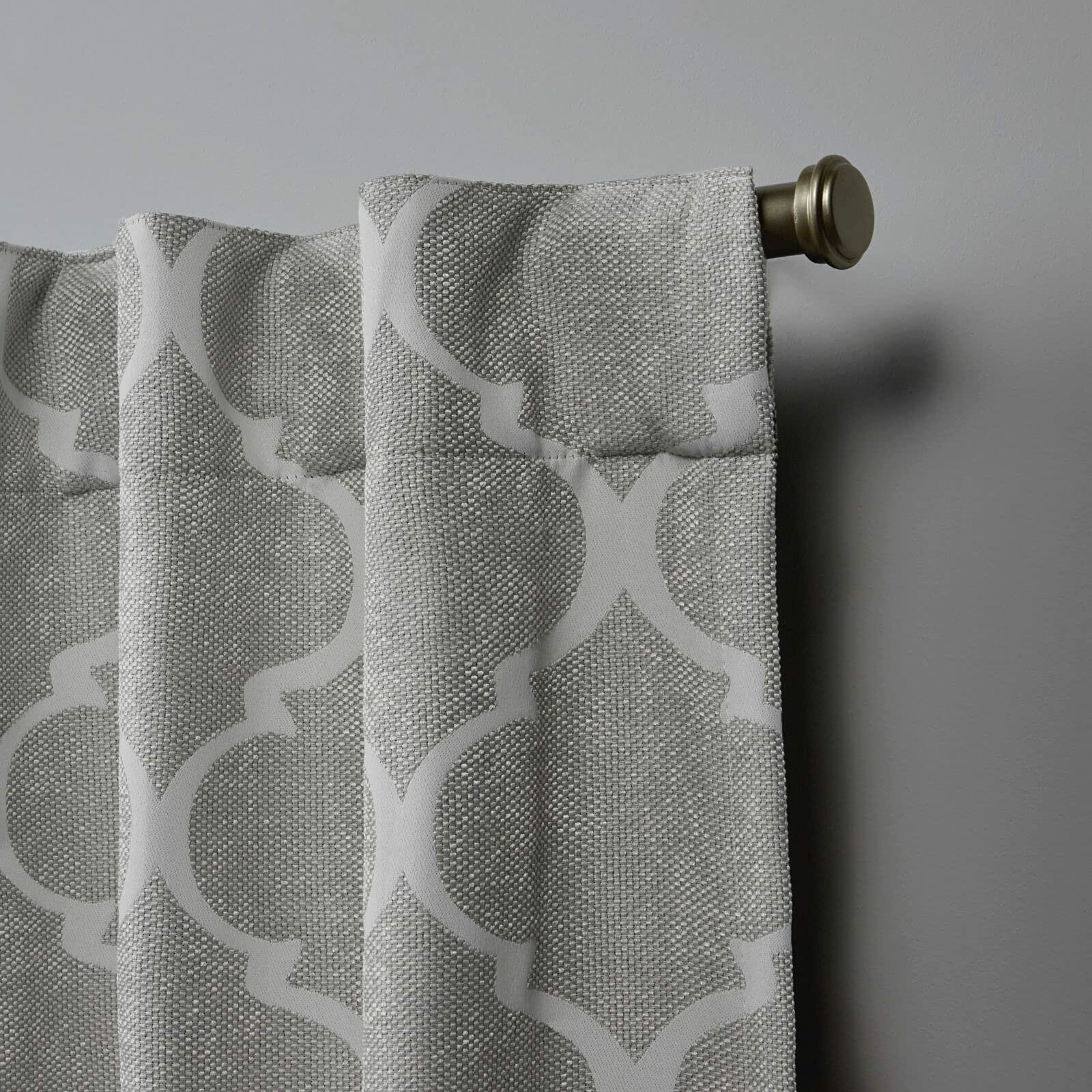 Nicole Miller Treillage Woven Blackout Hidden Tab Top Curtain Panel, Dove Grey, 52x84, 2 Piece
