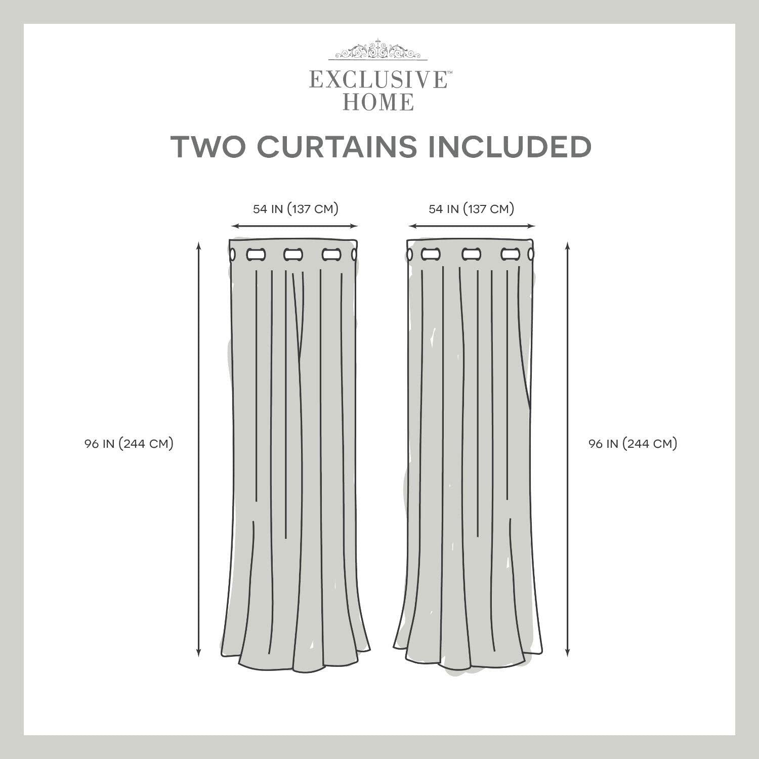 Exclusive Home Silhouette Floral Light Filtering Grommet Top Curtain Panel Pair, 54"x96", Natural, Set of 2