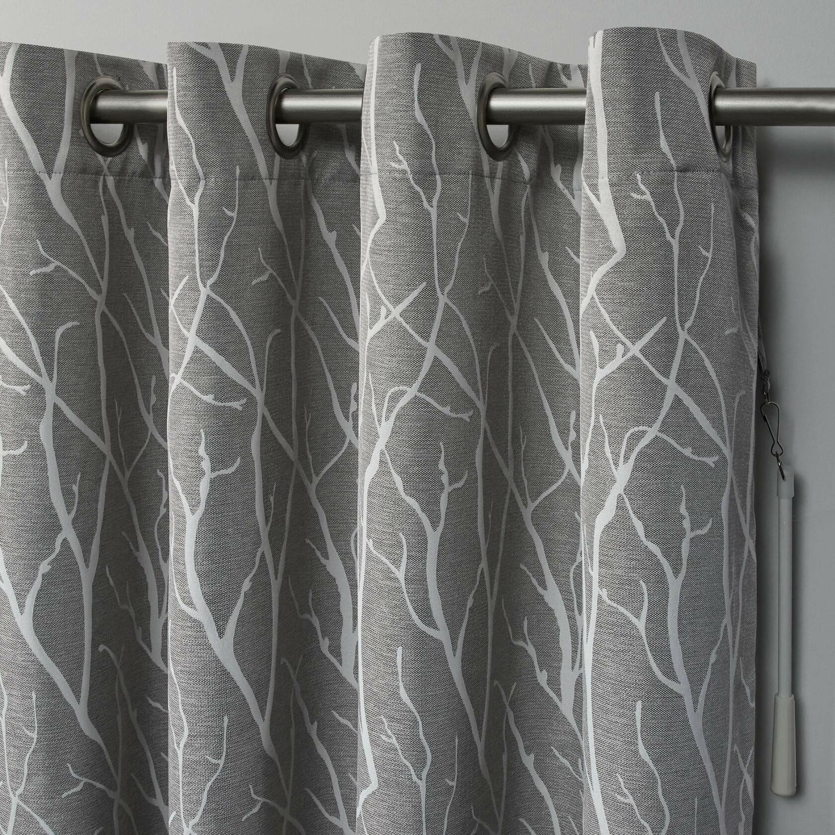 EXCLUSIVE HOME Forest Hill Patio Woven Room Darkening Blackout Grommet Top Single Curtain Panel, 108"x84", Ash Grey