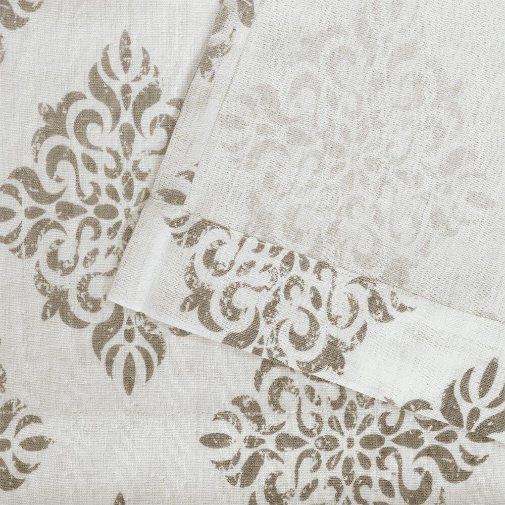 Exclusive Home Curtains EH8183-01 2-108R Nagano Medallion Belgian Linen Window Curtain Panel Pair with Rod Pocket, 54x108, Taupe, 2 Count