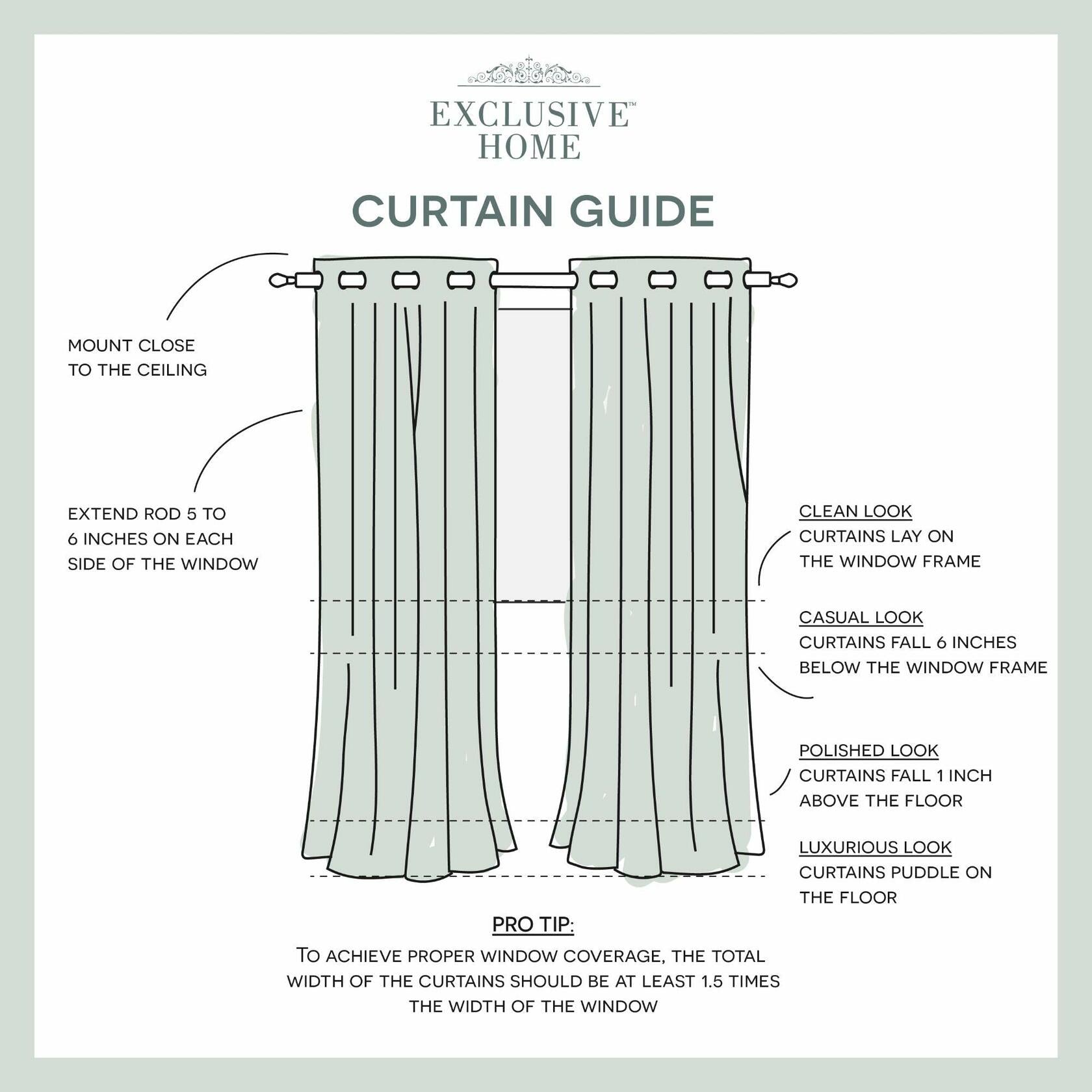 EXCLUSIVE HOME Squared Embellished Grommet Top Curtain Panel Pair, 54"x108", White