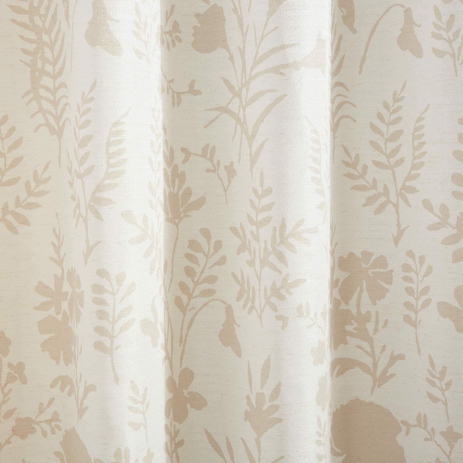 Exclusive Home Silhouette Floral Light Filtering Grommet Top Curtain Panel Pair, 54"x96", Natural, Set of 2