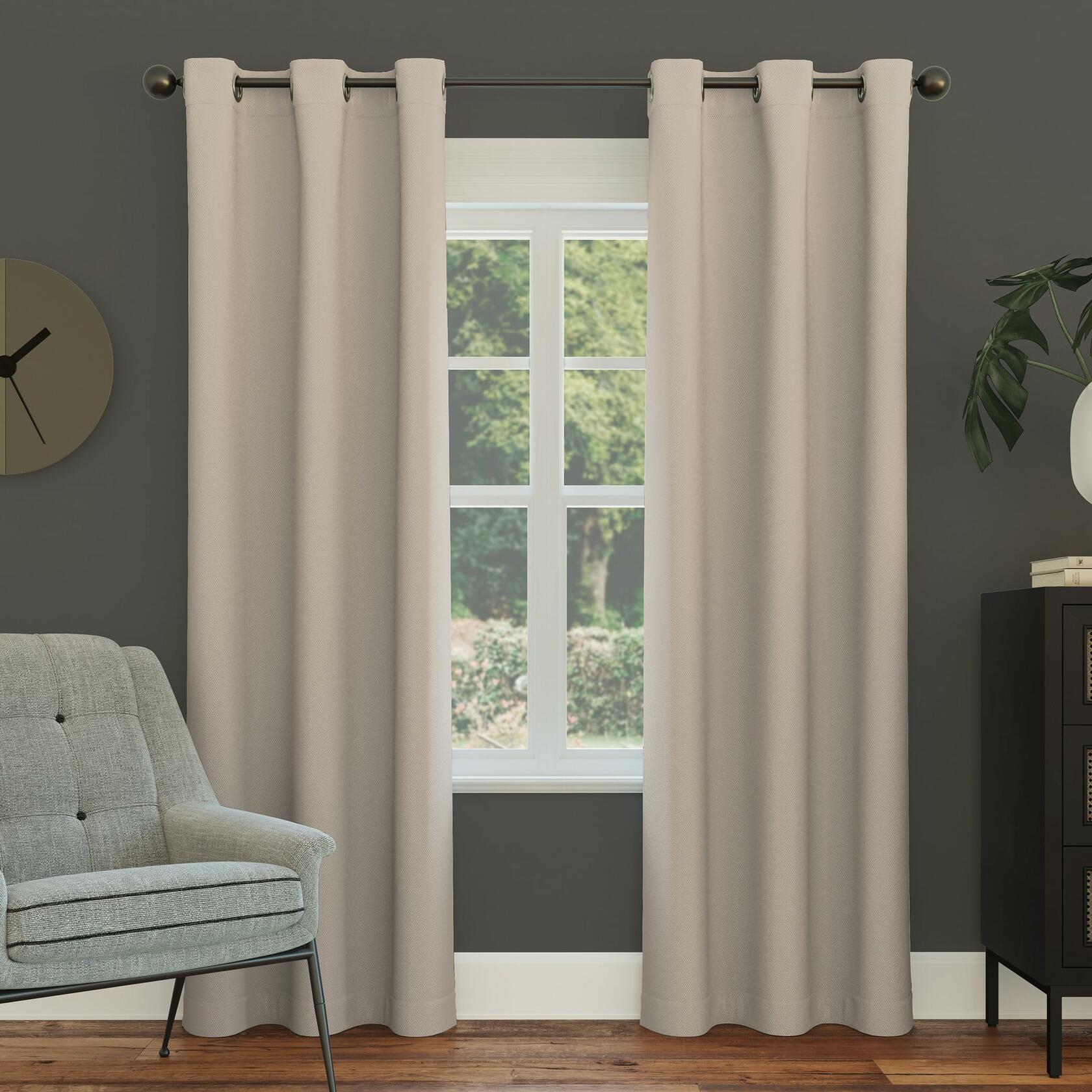 Sun Zero Easton Energy Saving Blackout Grommet Curtain Panel, 40" x 95", Stone