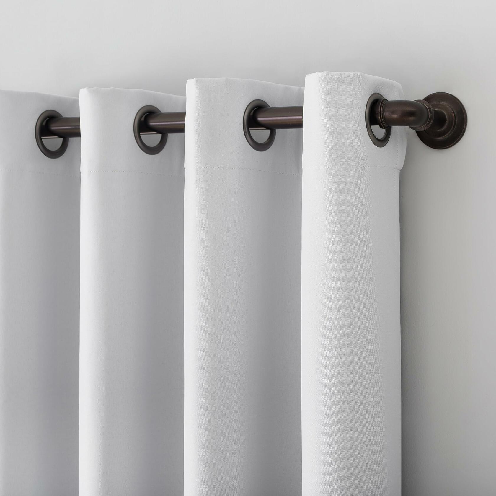 Sun Zero Tyrell Tonal Texture Draft Shield Fleece Insulated Total Blackout Grommet Curtain Panel, 50" x 96", Dove White