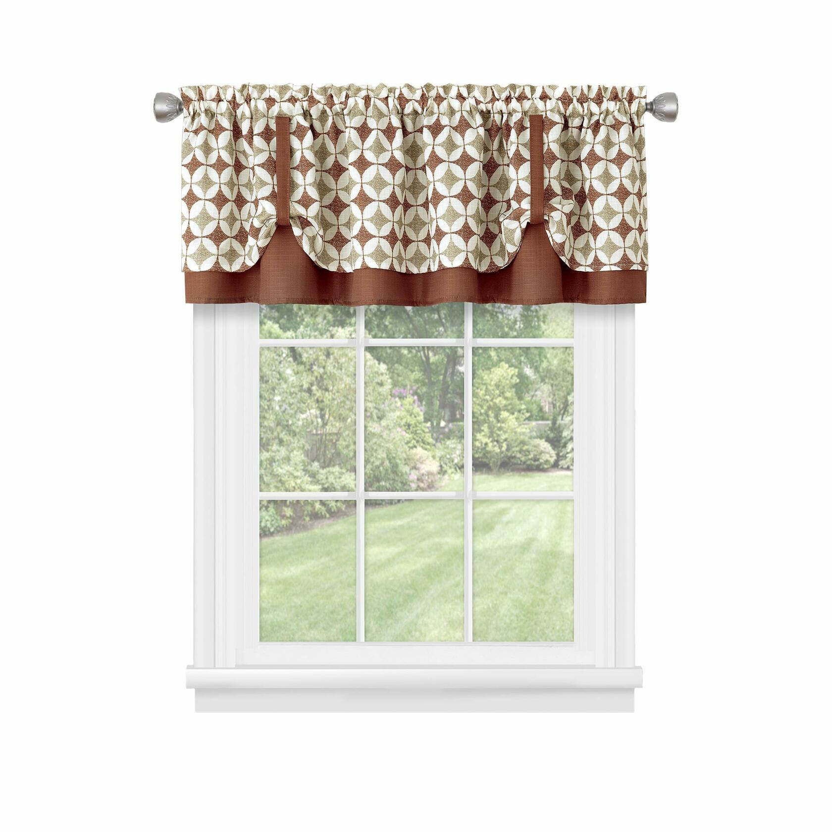 Achim Home Furnishings Callie Double Layer Pickup Valance 58x14 - Spice/Tan