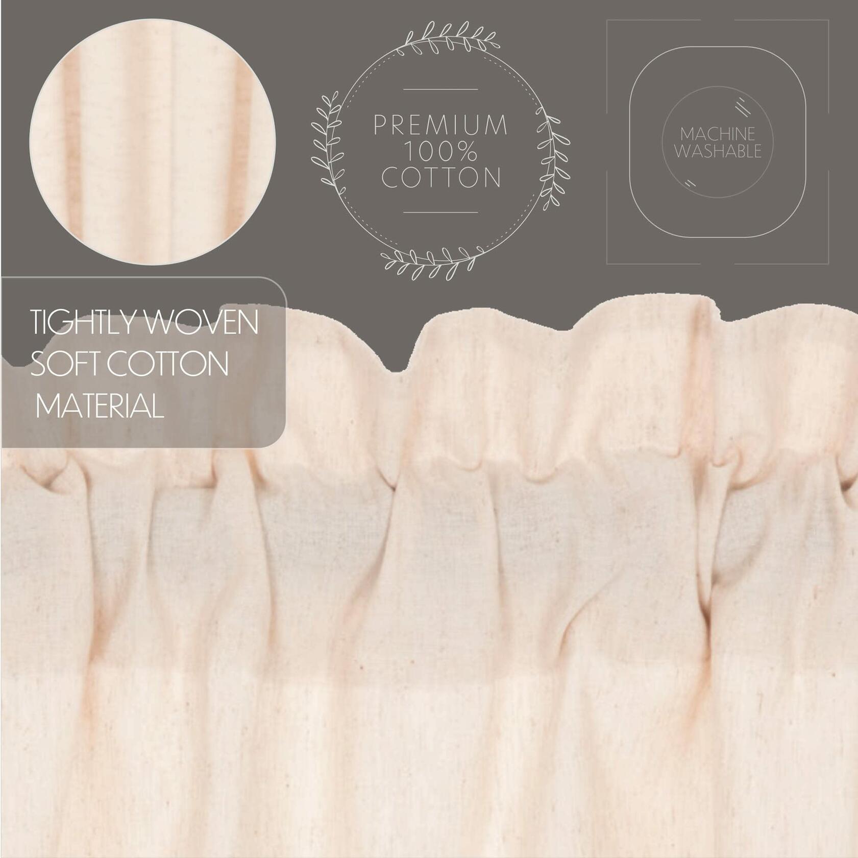 VHC Brands Simple Life Flax Solid Color Cotton Linen Blend Farmhouse Kitchen Curtains Rod Pocket Hanging Loops 16x72 Valance, Natural Creme White