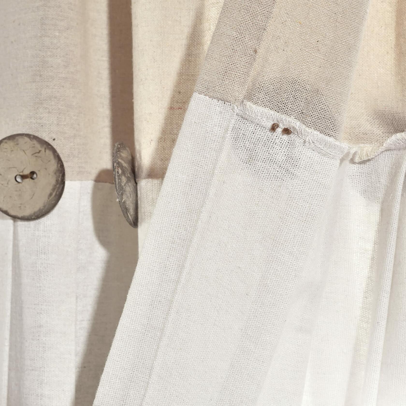 Lush Decor Linen Button Farmhouse Kitchen Tier Curtain Set, Pair, 29" W x 24" L, Linen