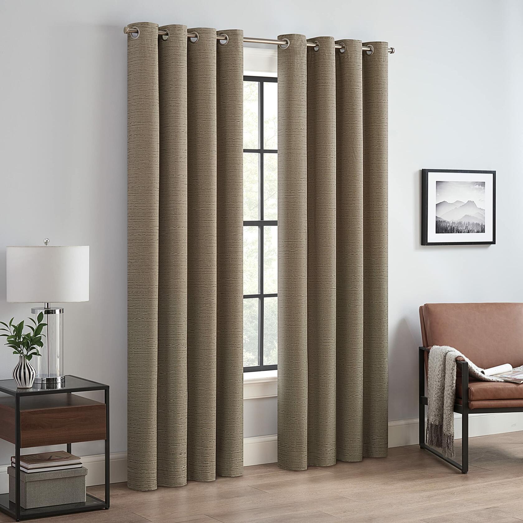 ECLIPSE Magnitech Branson Grommet 100% Blackout Curtains, Thermal Insulated, 1 Panel, 50 x 84 in, Mocha