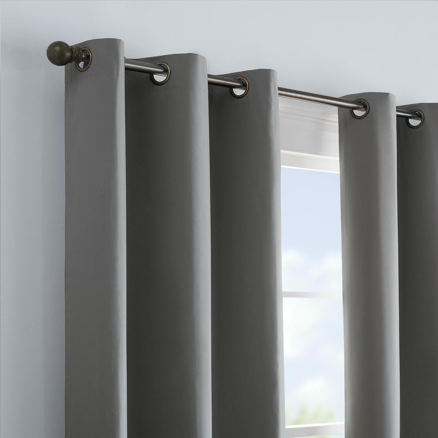 ECLIPSE Microfiber Modern Blackout Thermal Grommet Window Curtain for Bedroom, 42" x 84", Smoke, 1 Panel
