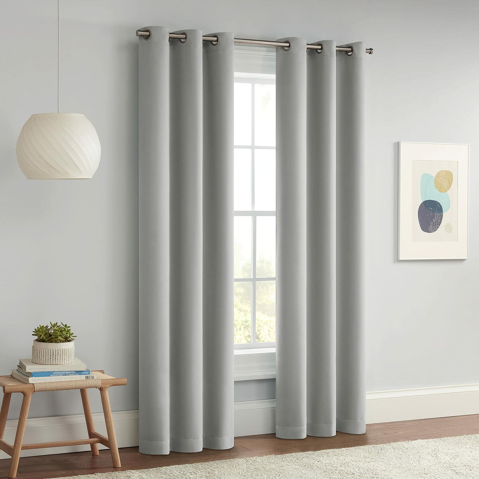 Eclipse Darrell Modern Blackout Thermal Grommet Window Curtains for Bedroom or Living Room (Single Panel), 37 in x 84 in, Gray