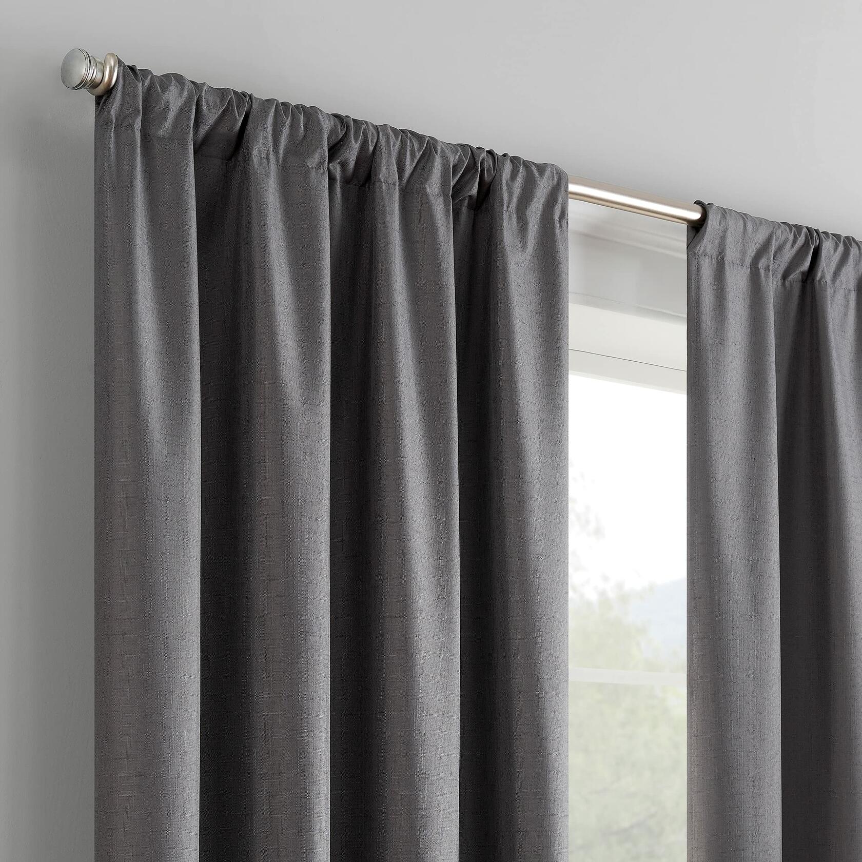 ECLIPSE Kendall Modern Blackout Thermal Rod Pocket Window Curtain for Bedroom or Living Room (1 Panel), 42 X 54, Charcoal