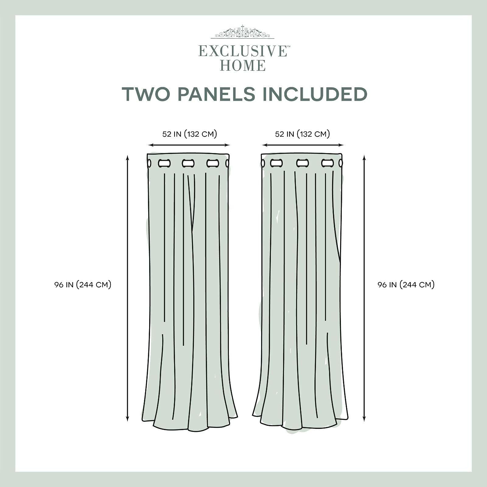 EXCLUSIVE HOME Sateen Twill Woven Room Darkening Blackout Grommet Top Curtain Panel Pair, 52"x96", Linen