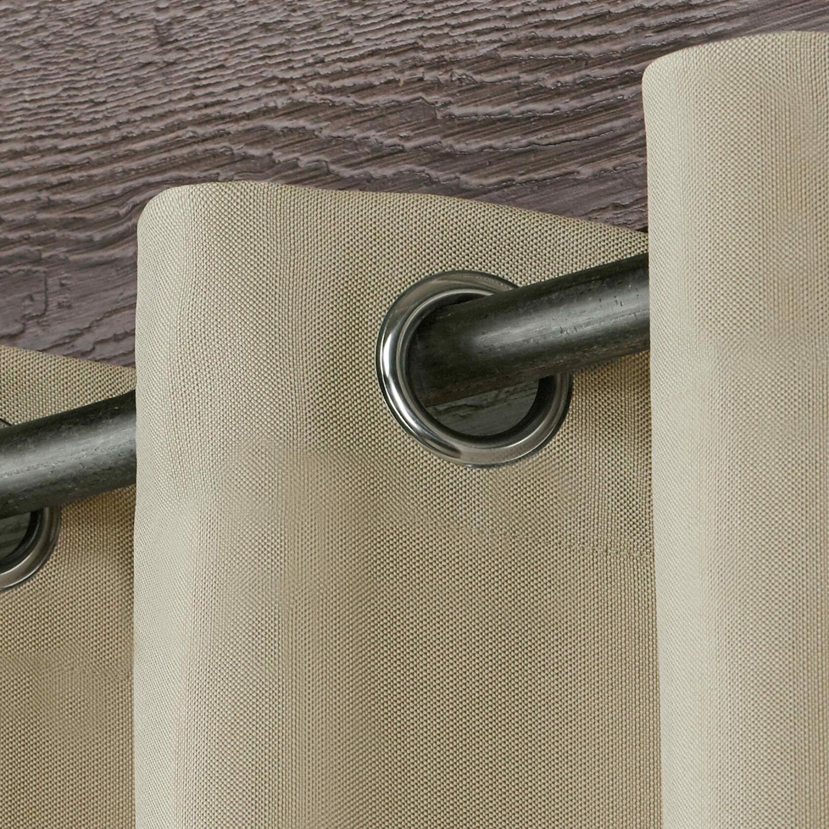 Exclusive Home Biscayne Indoor/Outdoor Two Tone Textured Grommet Top Curtain Panel, 54"x84", Sand, Set of 2