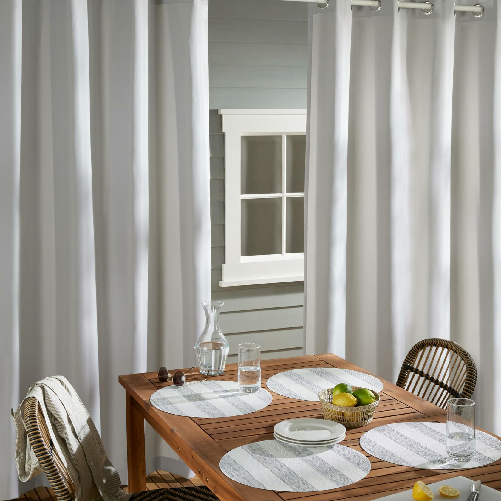 TOWN & COUNTRY BASICS Cabana Solid Heavyweight Indoor Outdoor Curtains, Light Filtering Opacity with Grommet Top, Water Repellent, 2-Pack Set, 54"x96", Cloud Grey