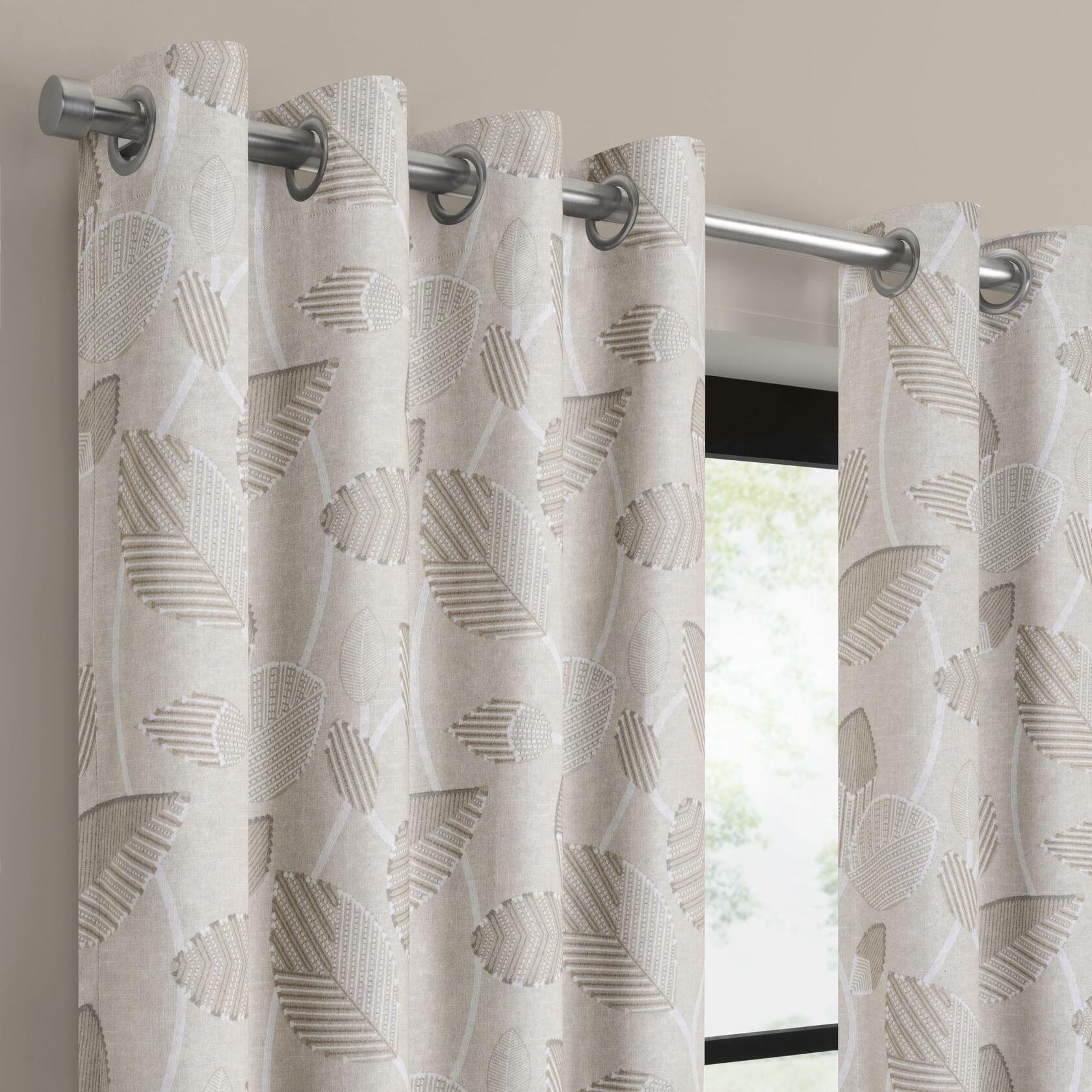 Eclipse 100% Blackout Curtain, Larissa Leaf Grommet Curtain, 84 in Long x 50 in Wide, Patterned 100% Blackout Curtain, Thermal Insulated Curtain for Living Room or Bedroom, 1 Window Curtain, Linen