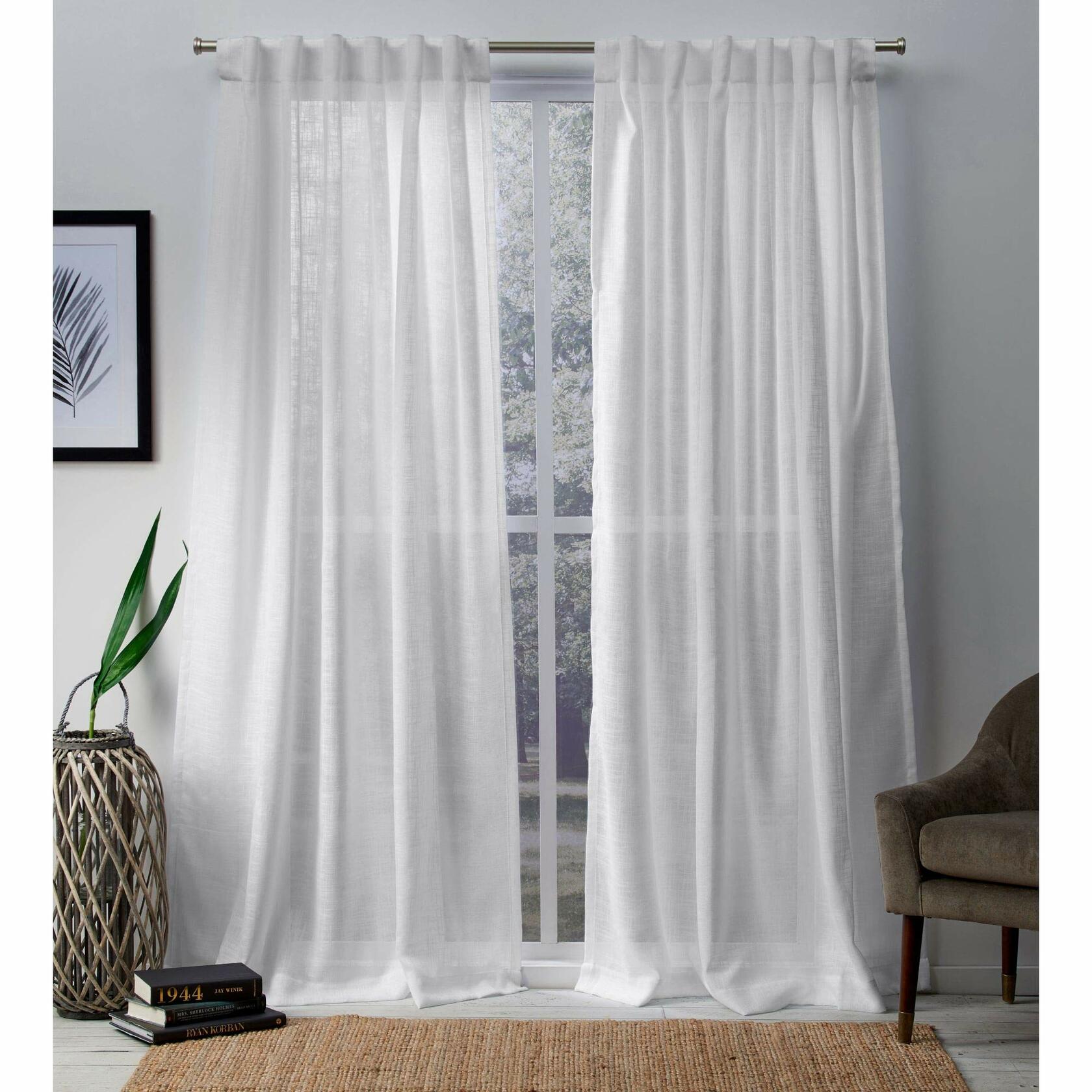 Exclusive Home Curtains Bella Sheer Hidden Tab Top Curtain Panel Pair, 54x108, White
