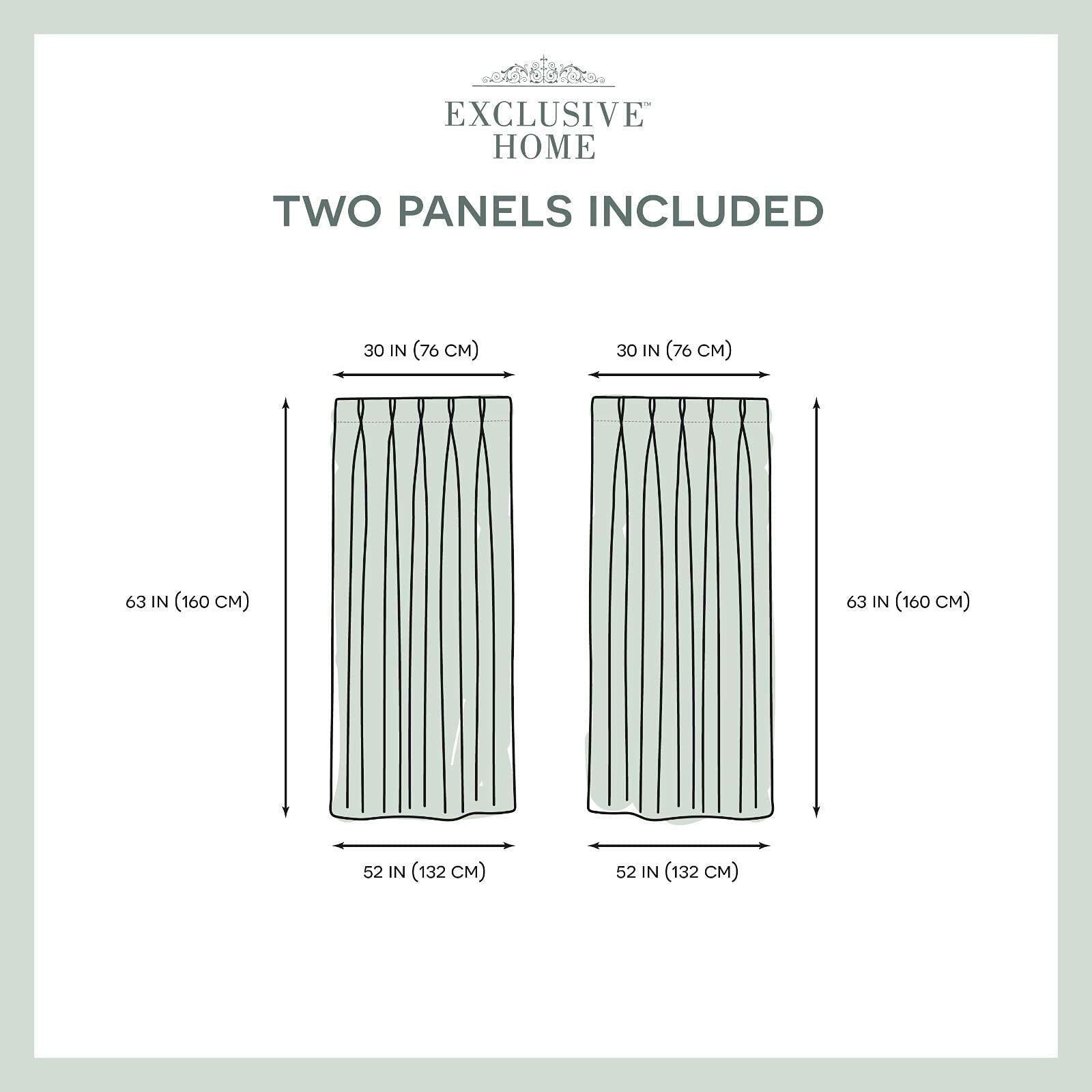 EXCLUSIVE HOME Sateen Twill Woven Room Darkening Blackout Pinch Pleat/Hidden Tab Top Curtain Panel Pair, 63" Length, Silver