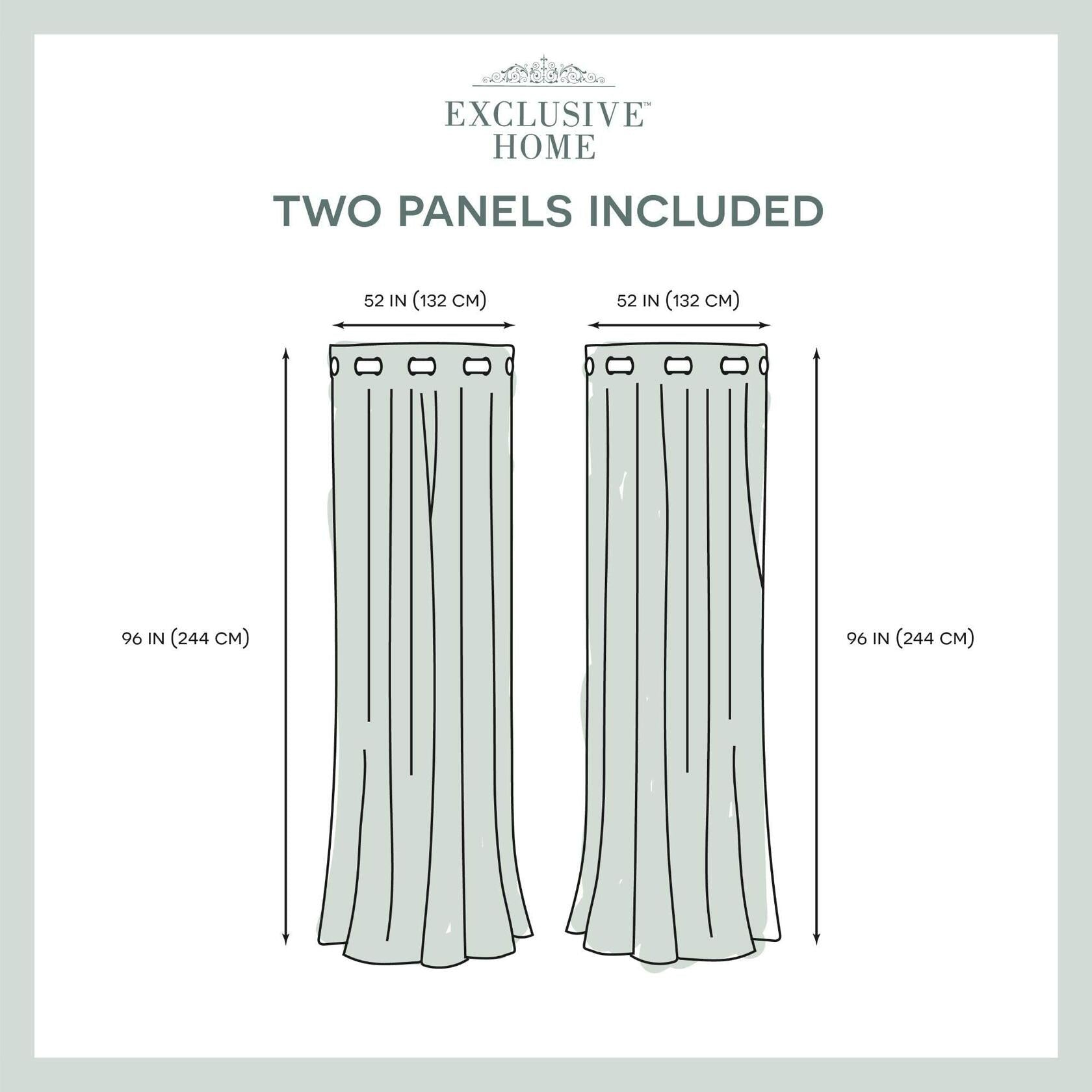 EXCLUSIVE HOME Sateen Twill Woven Room Darkening Blackout Grommet Top Curtain Panel Pair, 52"x96", Peacoat Blue