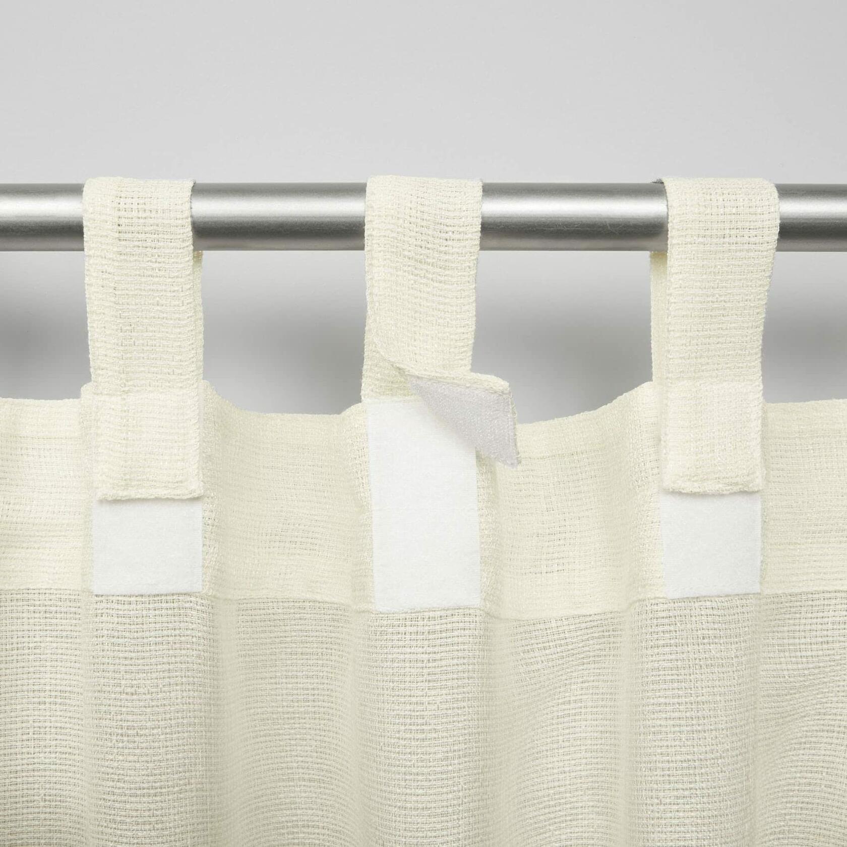 Exclusive Home Miami Semi-Sheer Indoor/Outdoor Hook-and-Loop Tab Top Curtain Panel Pair, 54"x96", Ivory