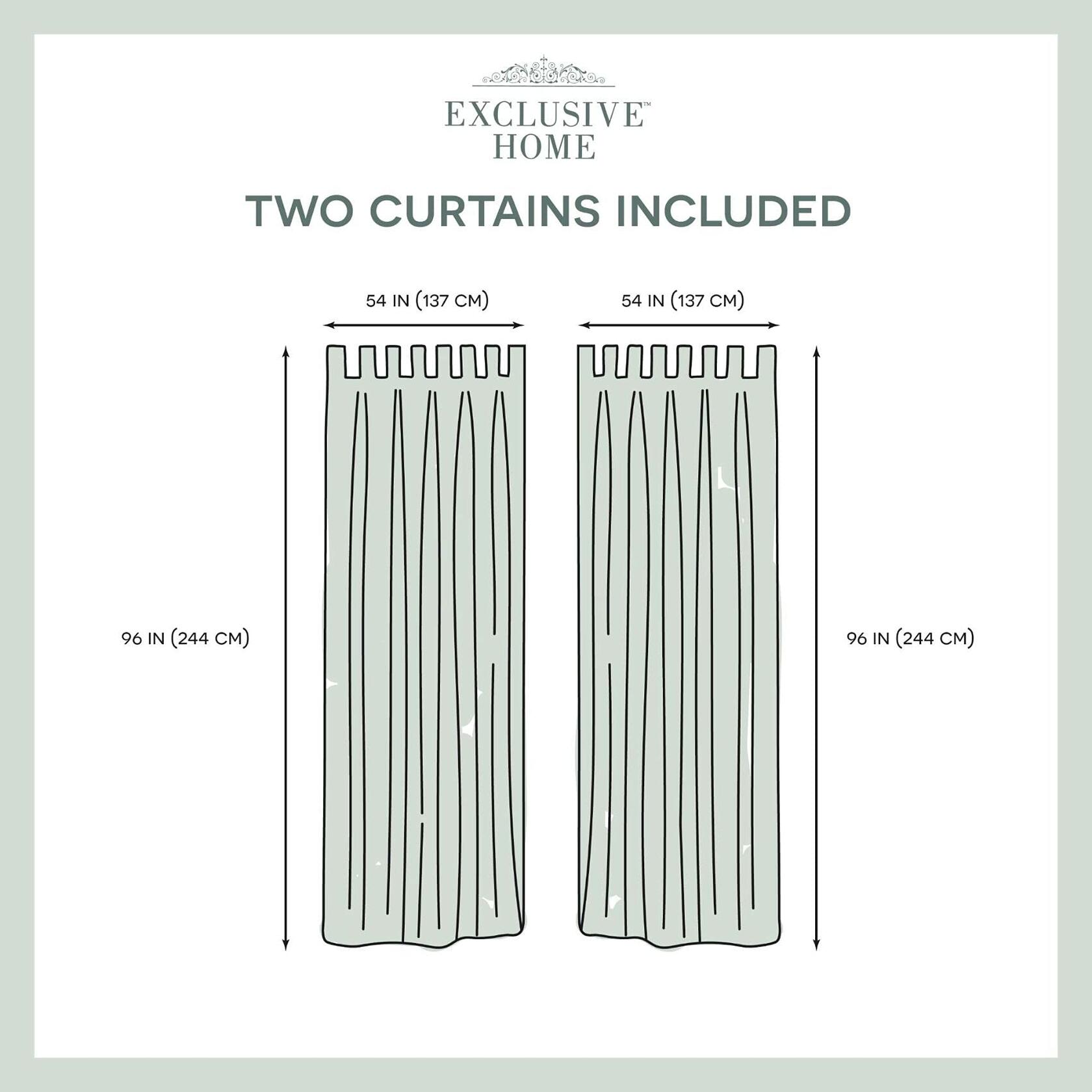 Exclusive Home Miami Semi-Sheer Indoor/Outdoor Hook-and-Loop Tab Top Curtain Panel Pair, 54"x96", Ivory
