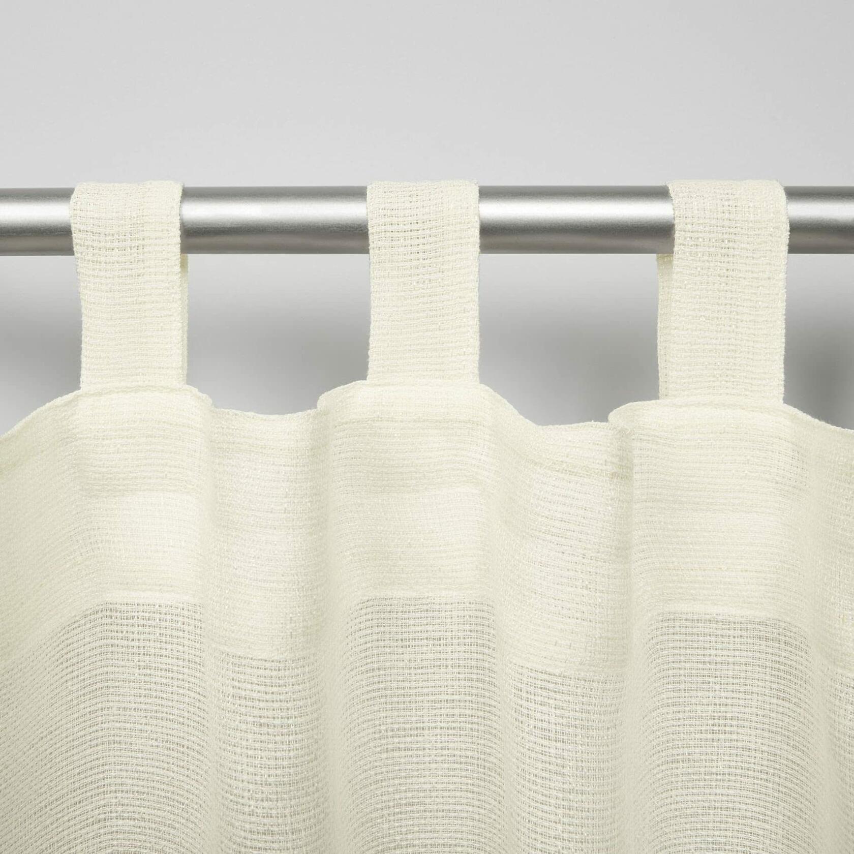 Exclusive Home Miami Semi-Sheer Indoor/Outdoor Hook-and-Loop Tab Top Curtain Panel Pair, 54"x96", Ivory