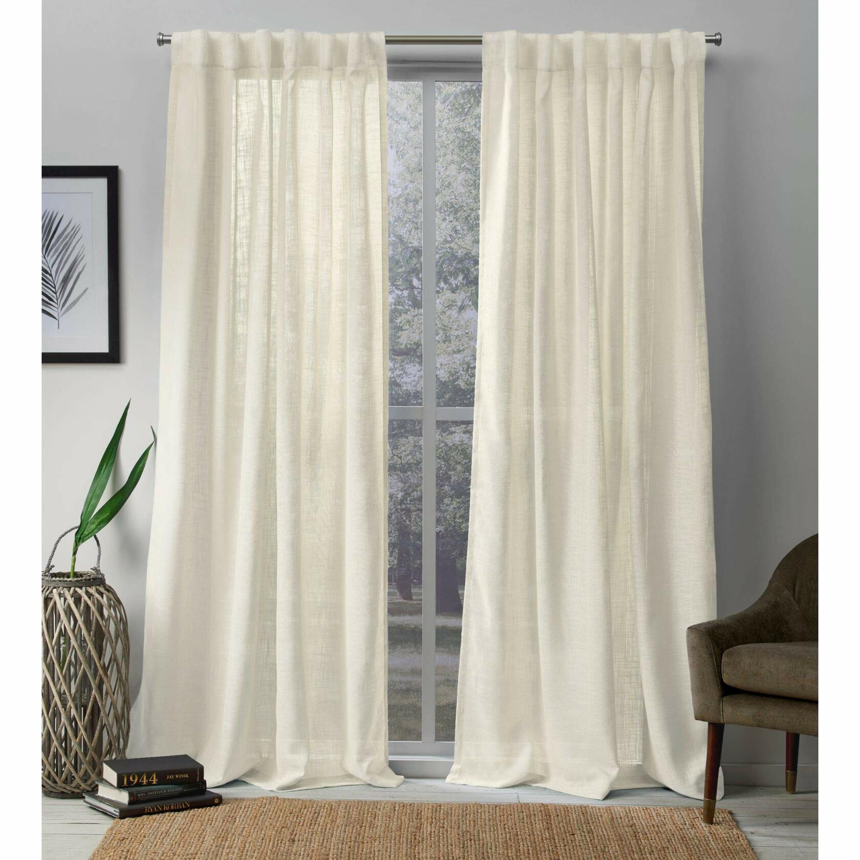 Exclusive Home Curtains EH8275-06-2-84H Bella Sheer Hidden Tab Top Curtain Panel Pair, 54x84, Ivory