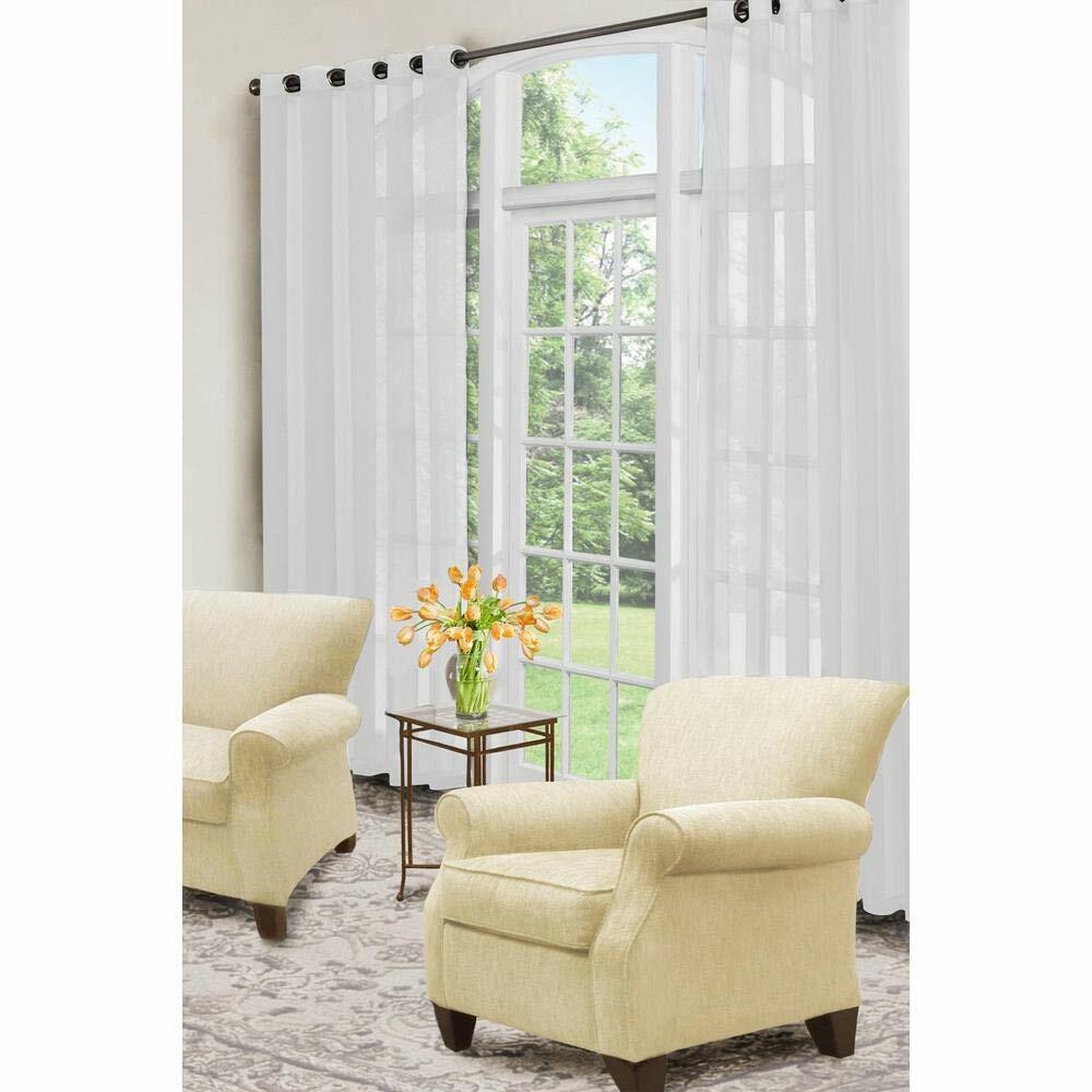 CurtainFresh Odor Neutralizing Sheer Voile Grommet Window Curtain for Bedroom or Living Room (1 Panel), 59 in x 108 in, White