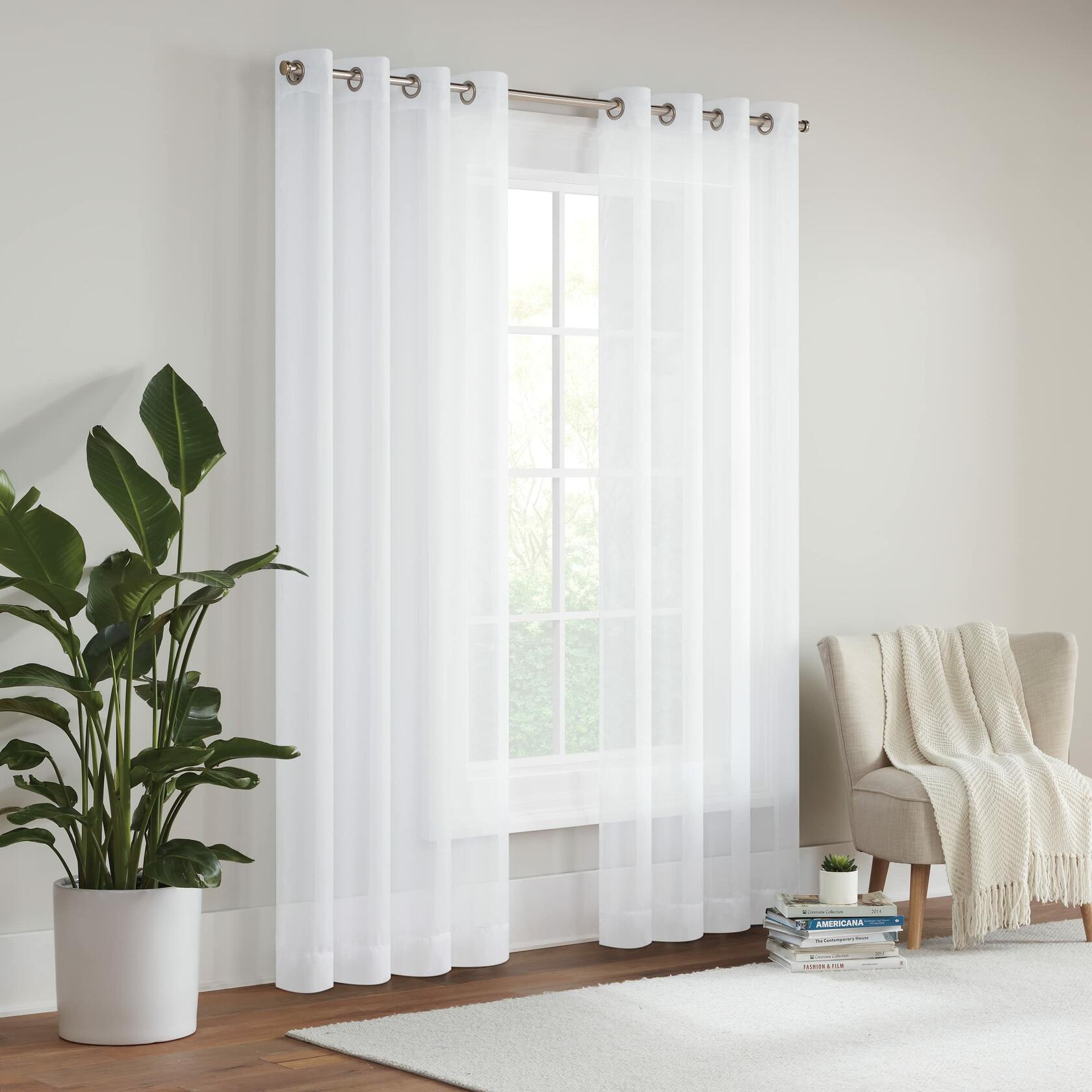 Eclipse Livia Sheer Rod Grommet 54 x 84 Curtain Panel in White