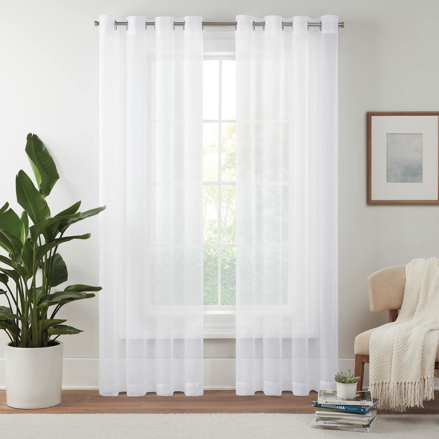 Eclipse Livia Sheer Rod Grommet 54 x 84 Curtain Panel in White