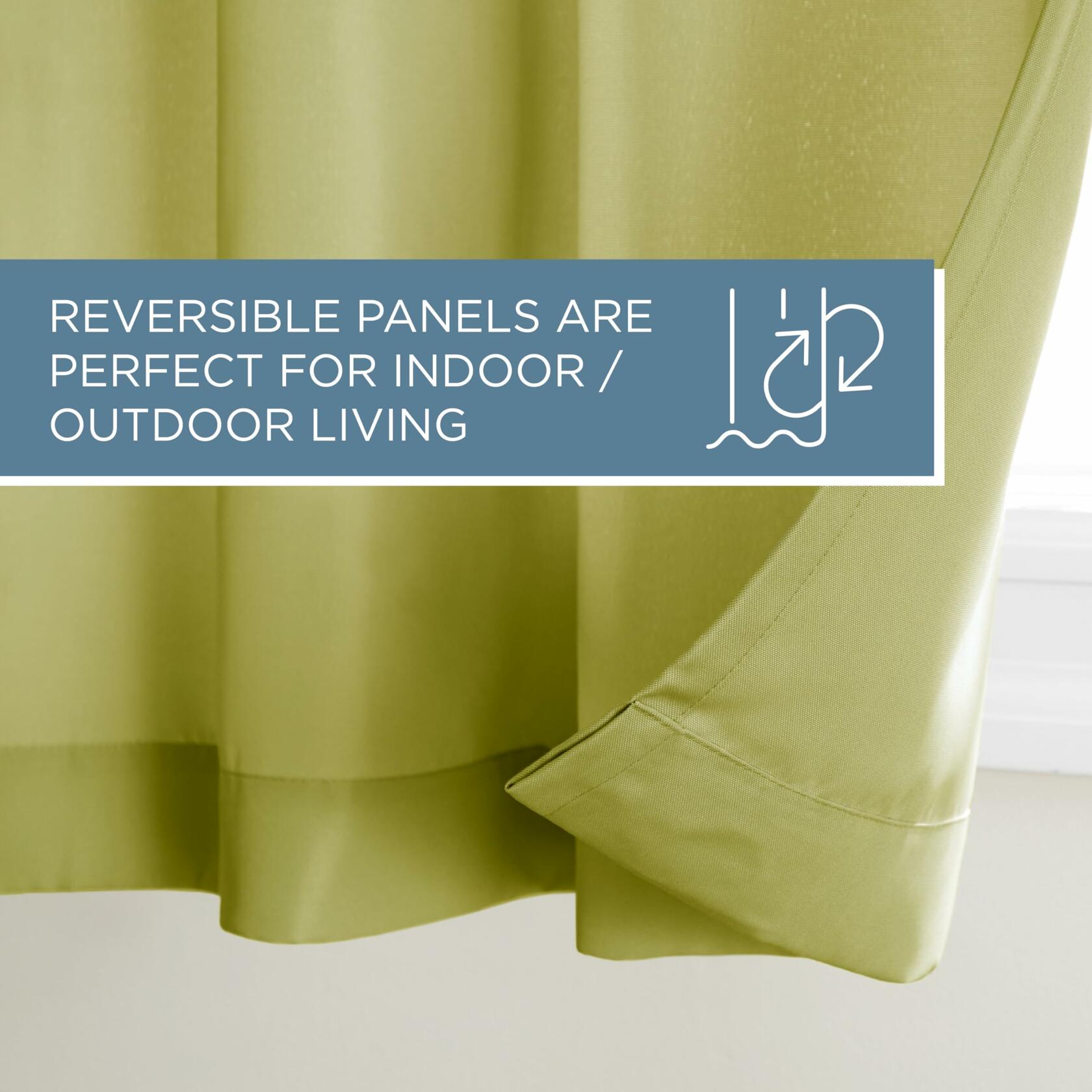 TOWN & COUNTRY BASICS Cabana Solid Heavyweight Indoor Outdoor Curtains, Light Filtering Opacity with Grommet Top, Water Repellent, 2-Pack Set, 54"x96", Kiwi Green