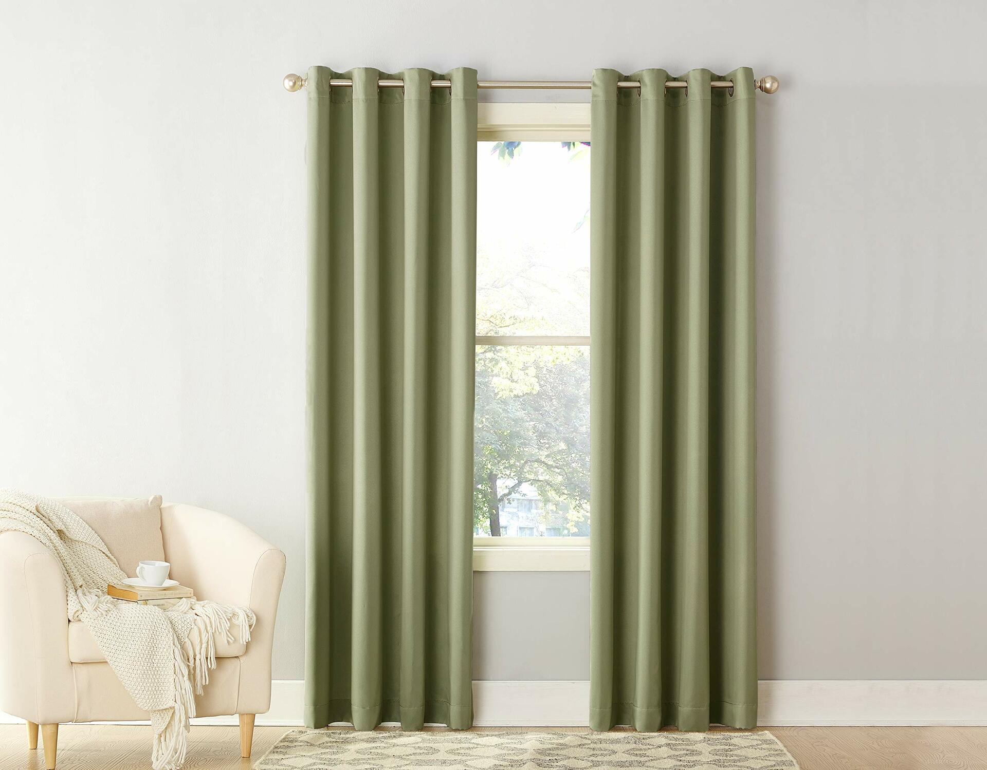 Sun Zero Becca Energy Efficient Grommet Curtain Panel, 40" x 95", Sage Green