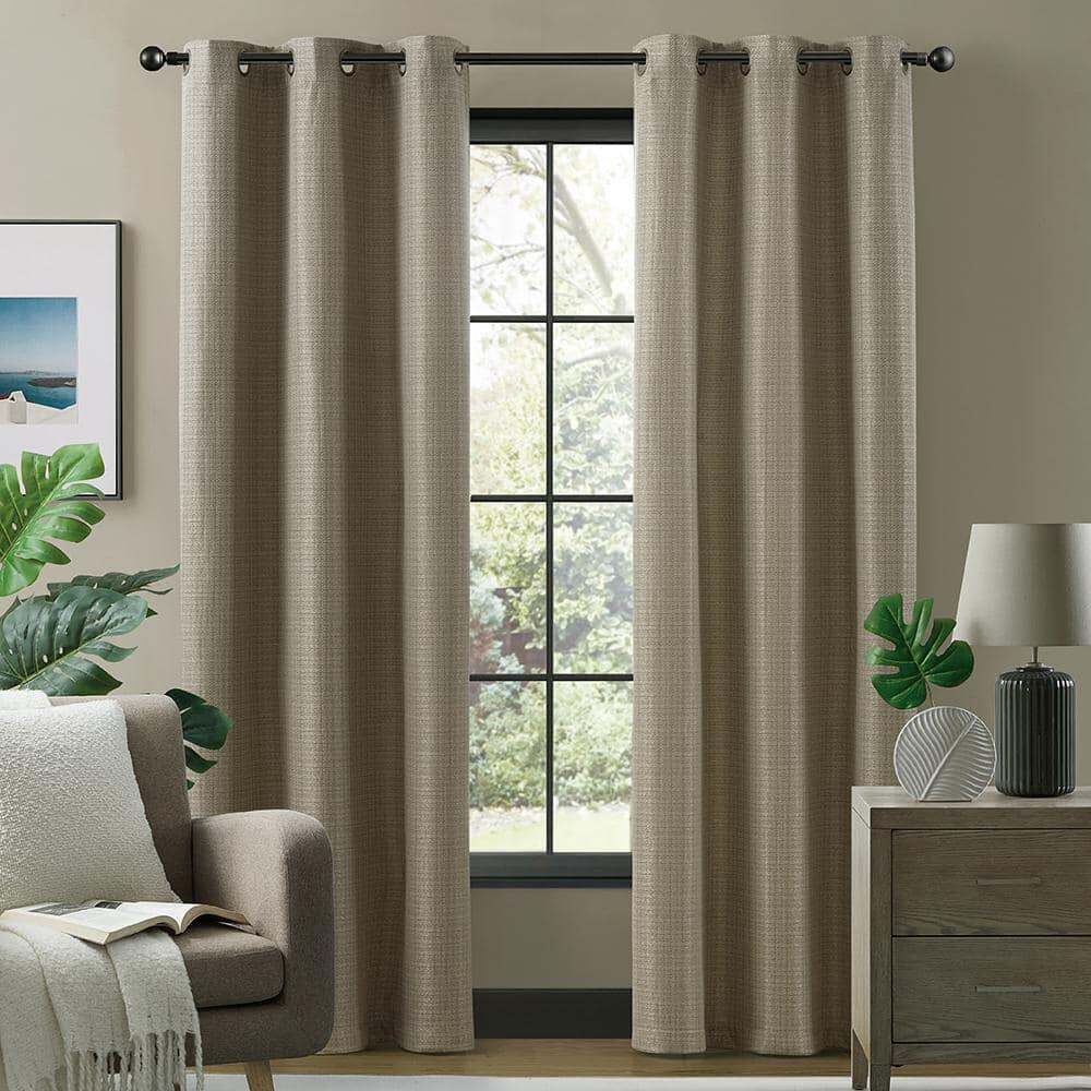 Morgan Natural 38 in. W x 84 in. L Grommet Room Darkening Curtain (Single Panel)