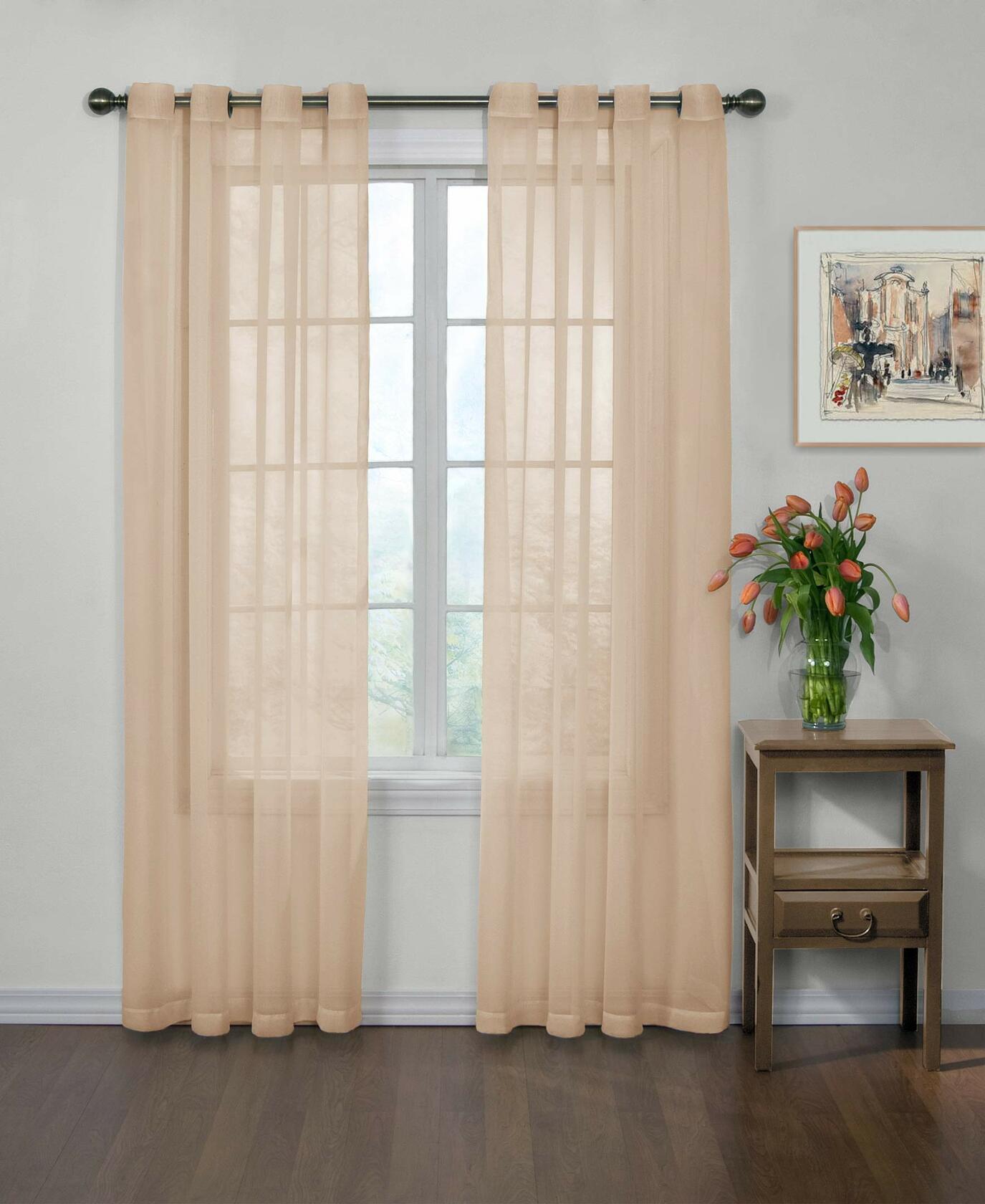 CurtainFresh Odor Neutralizing Sheer Voile Grommet Window Curtain for Bedroom or Living Room (1 Panel), 59 in x 95 in, Latte