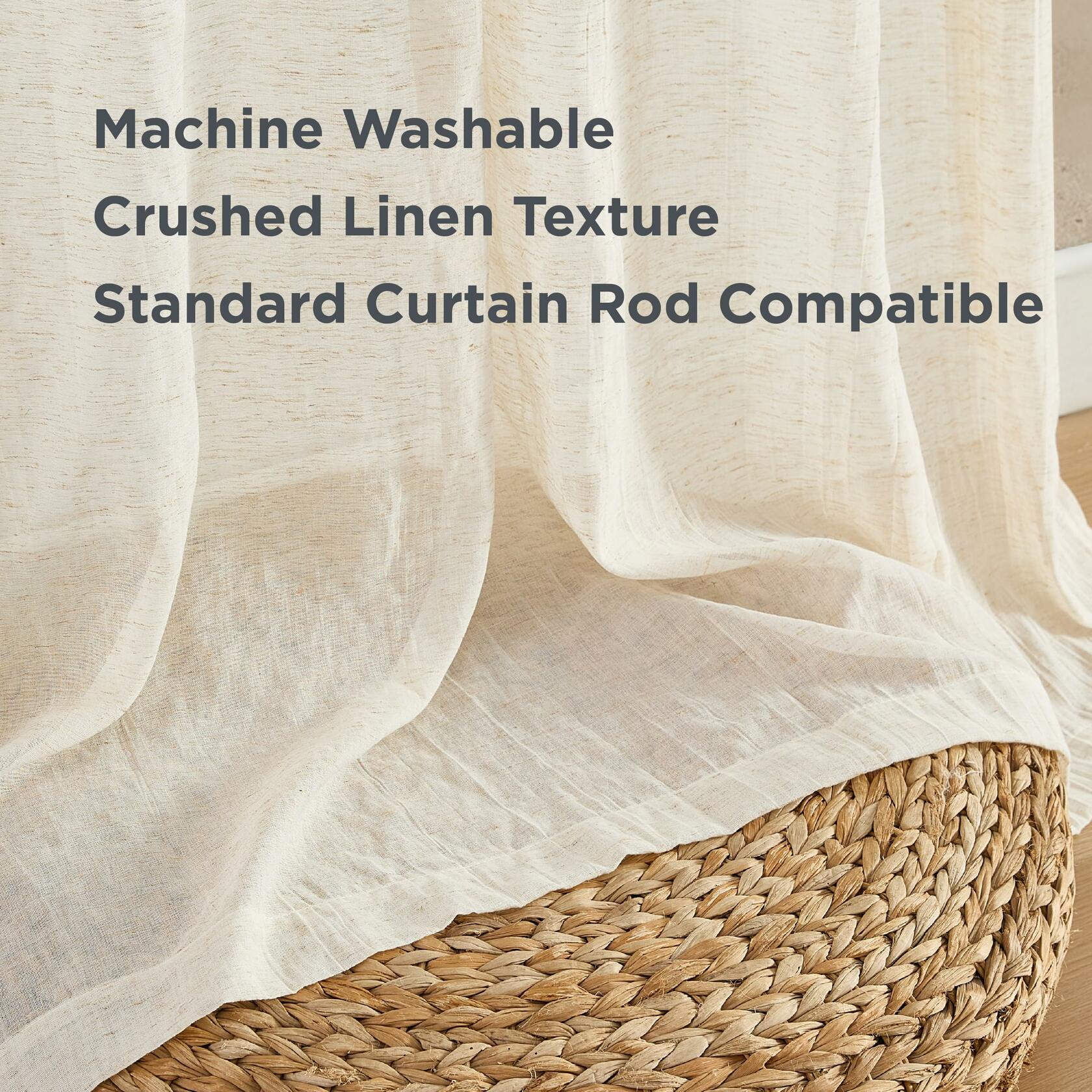 French Connection – Charter Crushed | Window Curtain | Set of 2 Panels| Semi Sheer | Modern Home Décor | Drapes for Living Room, Dining Room, Bedroom, Dorm | Measures 50”x 84”| Natural