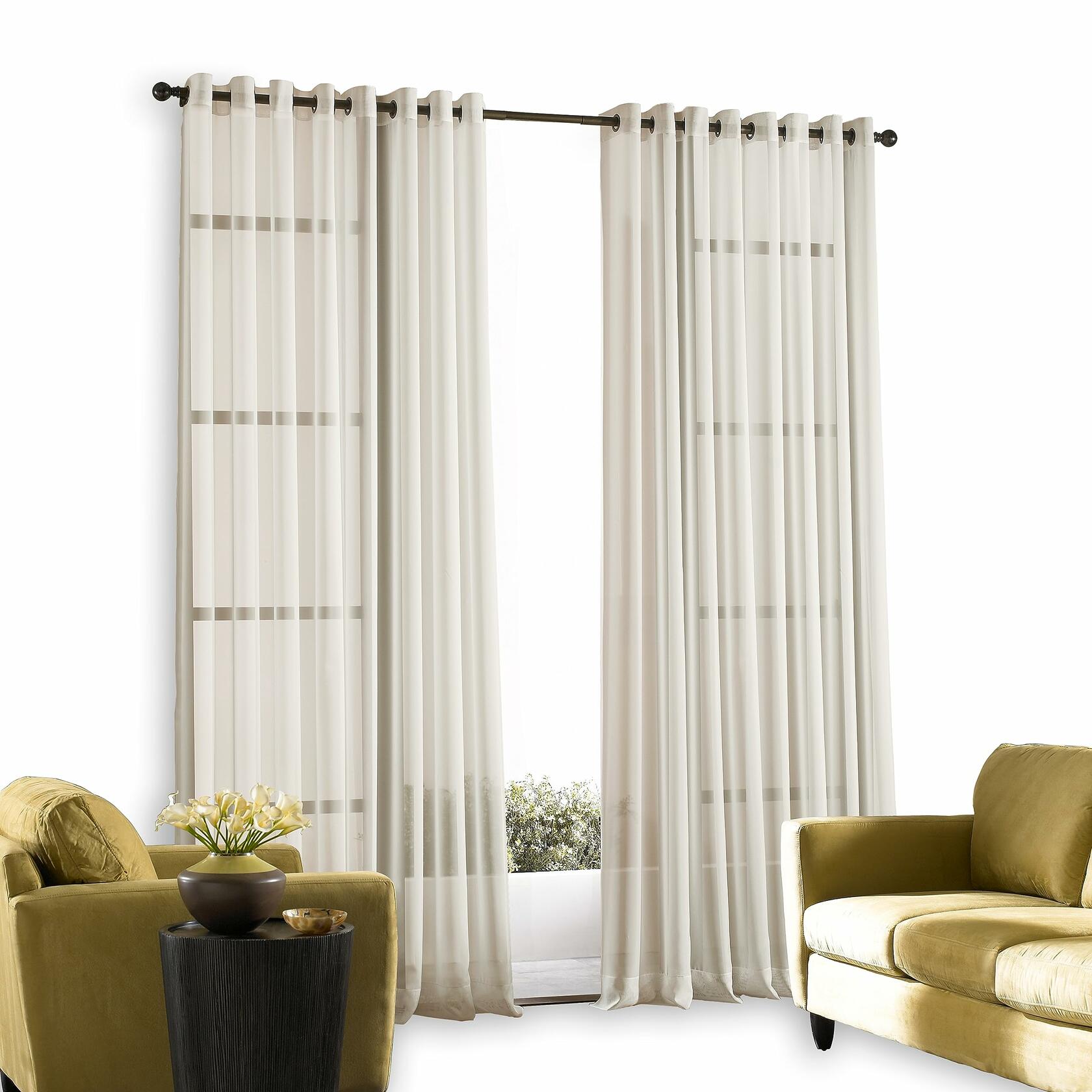 Curtainworks Soho Voile Sheer Grommet Curtain Panel, 59 by 108", Oyster