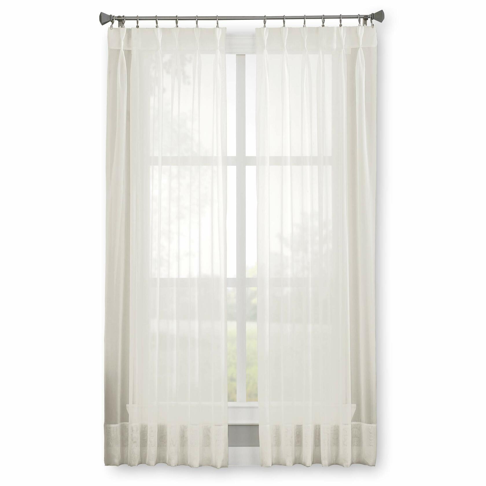 Curtainworks Soho Voile Sheer Pinch Pleat Curtain Panel, 29 by 95", Oyster