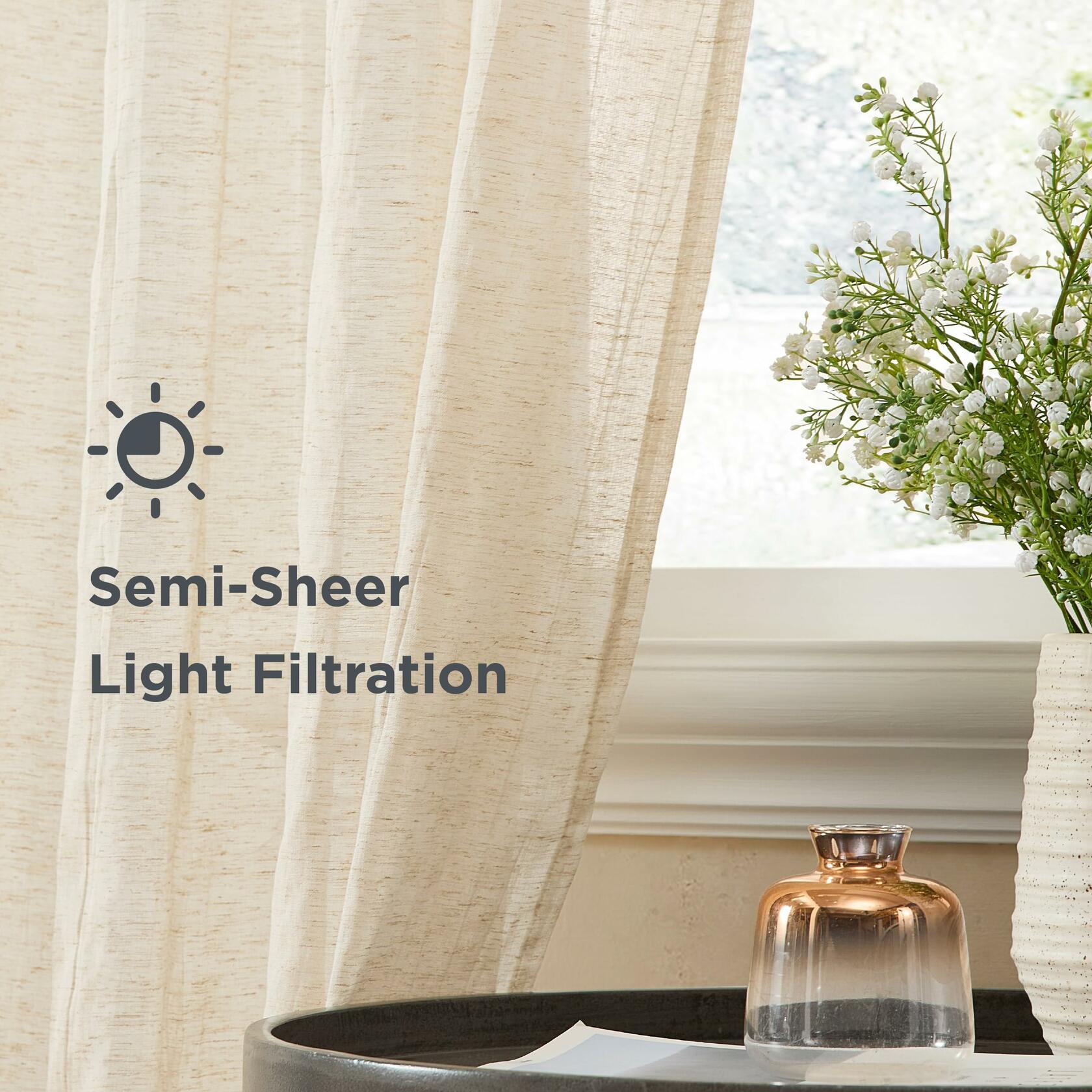 French Connection – Charter Crushed | Window Curtain | Set of 2 Panels| Semi Sheer | Modern Home Décor | Drapes for Living Room, Dining Room, Bedroom, Dorm | Measures 50”x 84”| Natural
