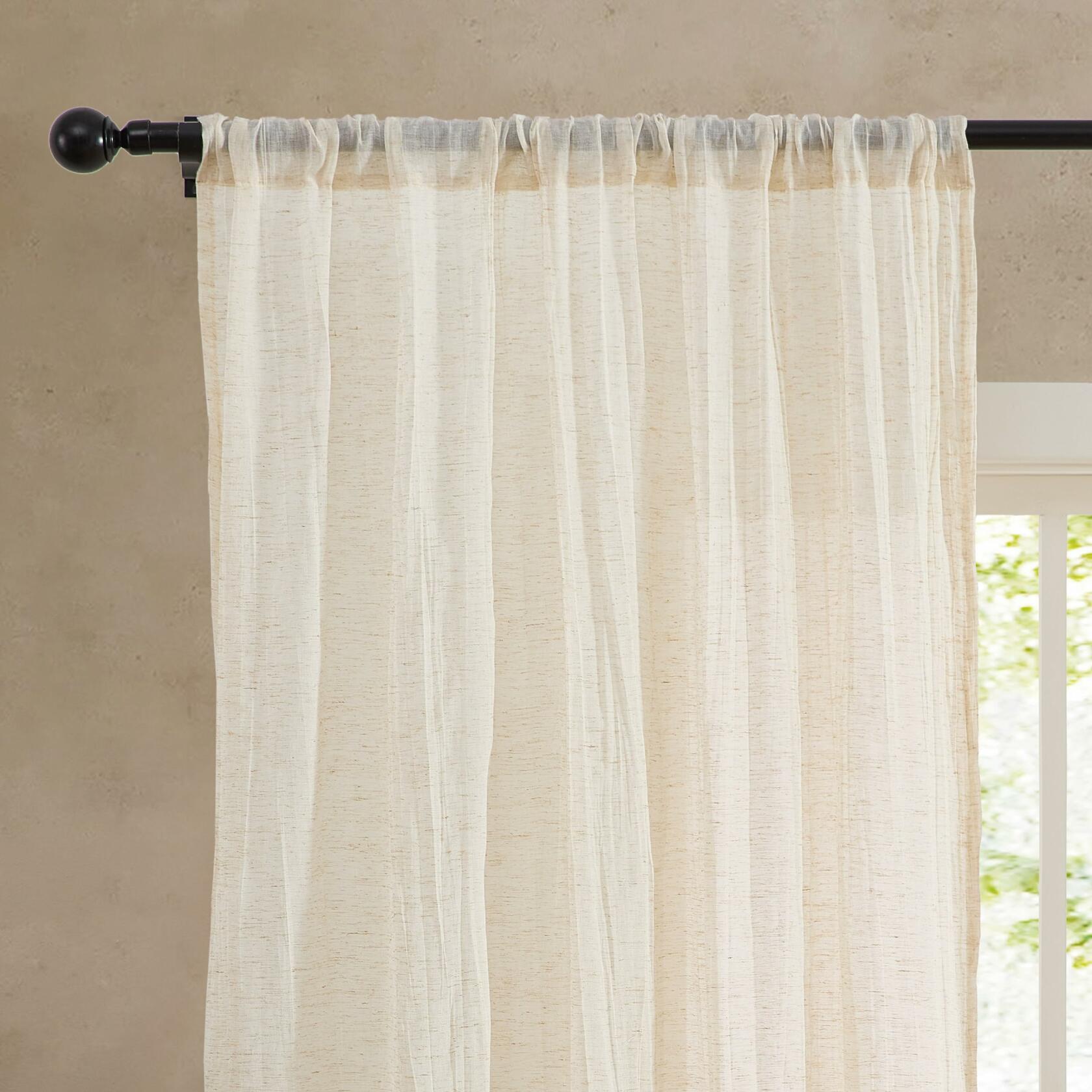 French Connection – Charter Crushed | Window Curtain | Set of 2 Panels| Semi Sheer | Modern Home Décor | Drapes for Living Room, Dining Room, Bedroom, Dorm | Measures 50”x 84”| Natural