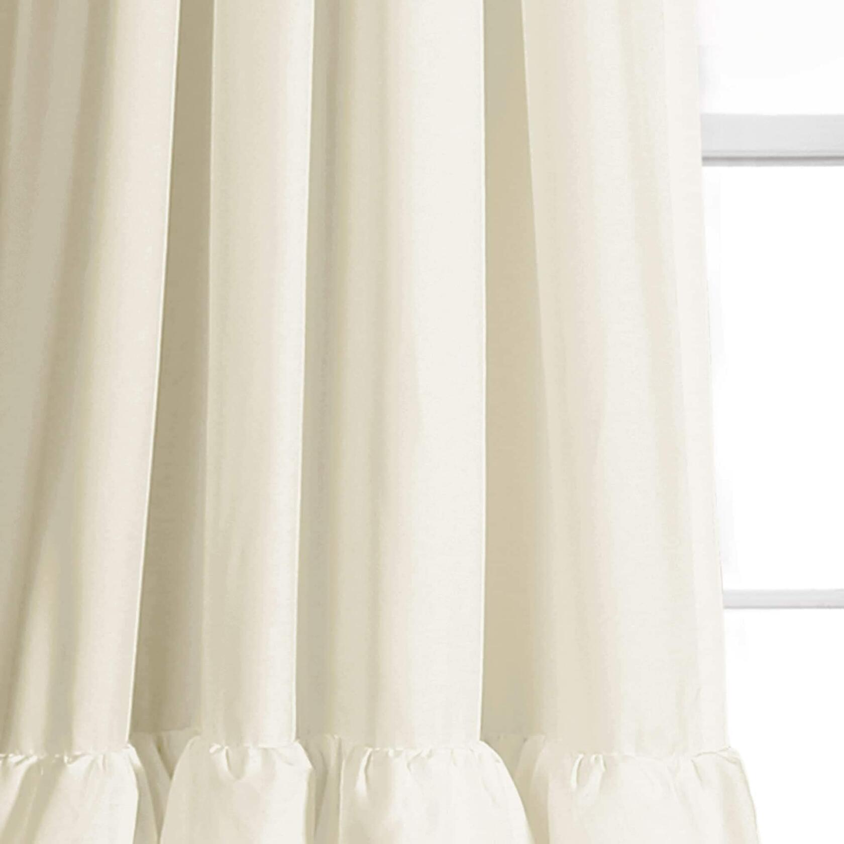 Lush Decor, White Allison Ruffle Curtains-Window Panel Drapes Set for Living, Dining Room, Bedroom (Pair), 84" x 40", 40" W x 84" L