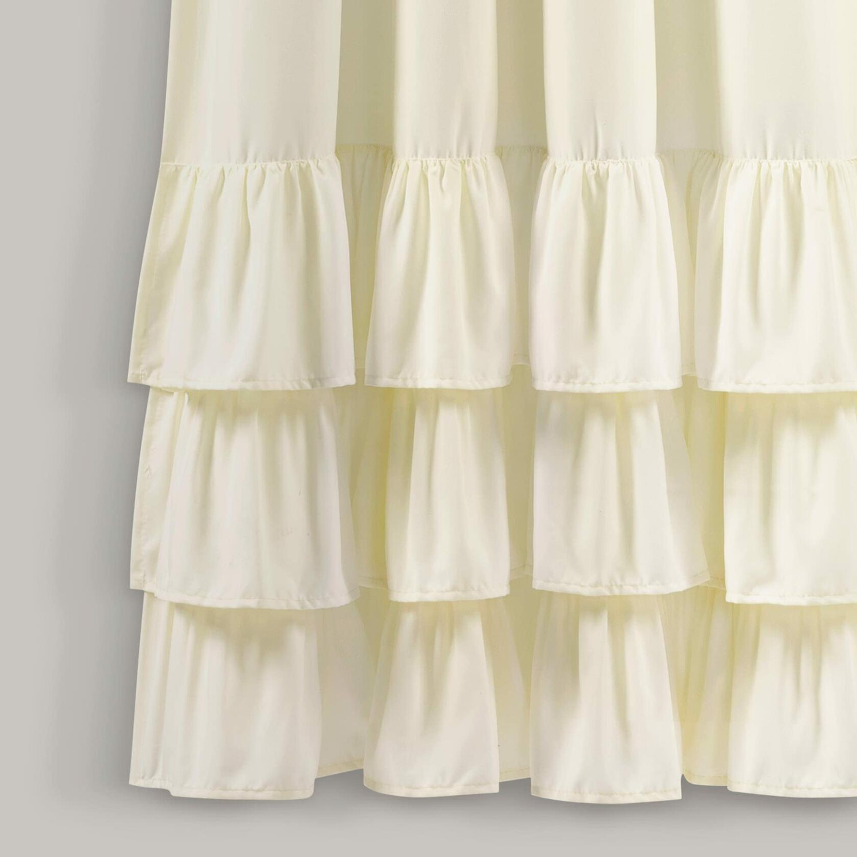 Lush Decor, White Allison Ruffle Curtains-Window Panel Drapes Set for Living, Dining Room, Bedroom (Pair), 84" x 40", 40" W x 84" L