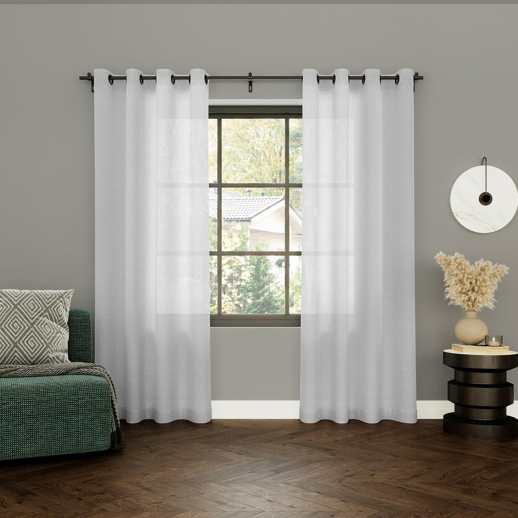 Archaeo Slub Textured Linen Blend Grommet Top Curtain, 52" W x 95" L, White