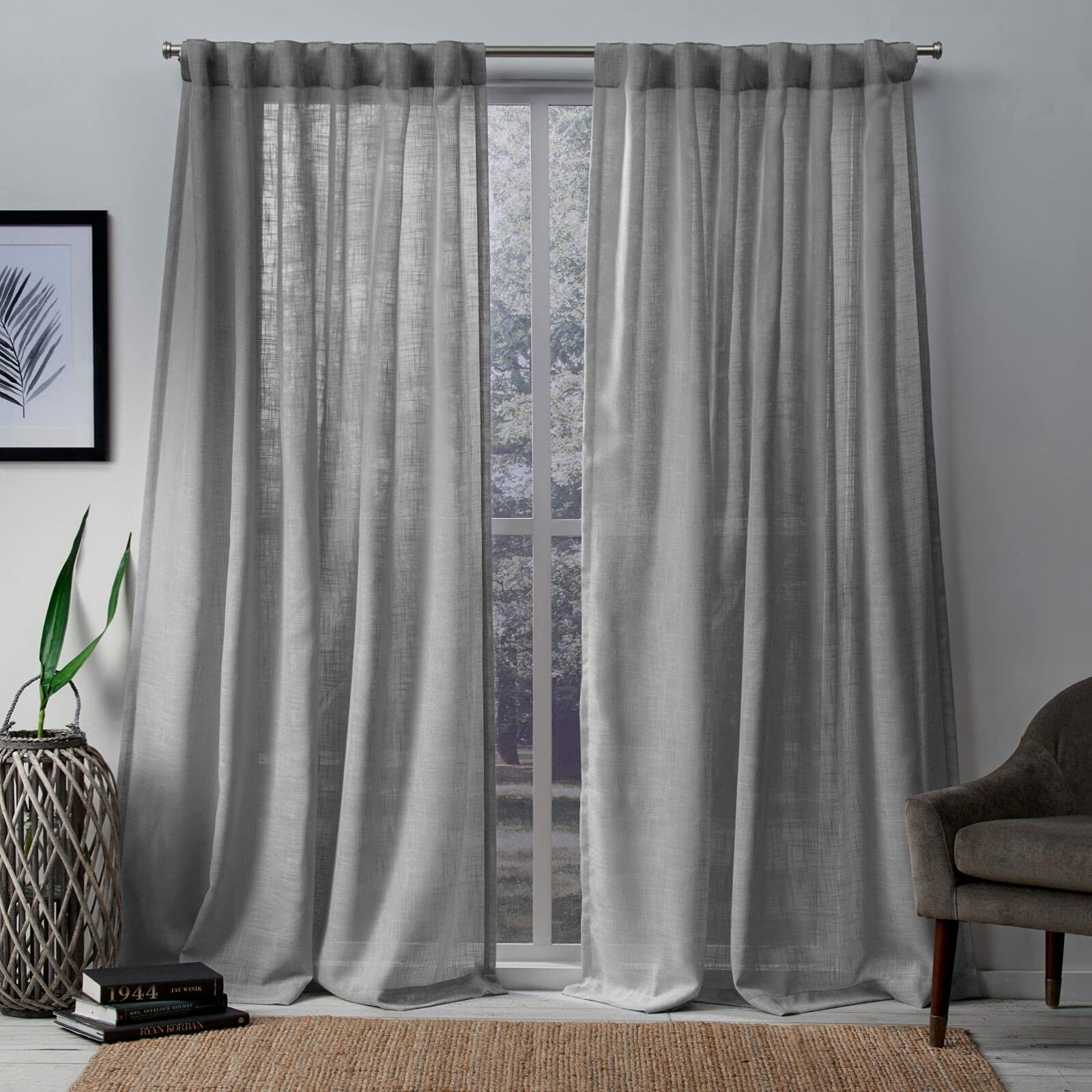 Exclusive Home Curtains Bella Window Curtain Panel Pair with Hidden Tab Top, 54x96, Silver, 2 Piece