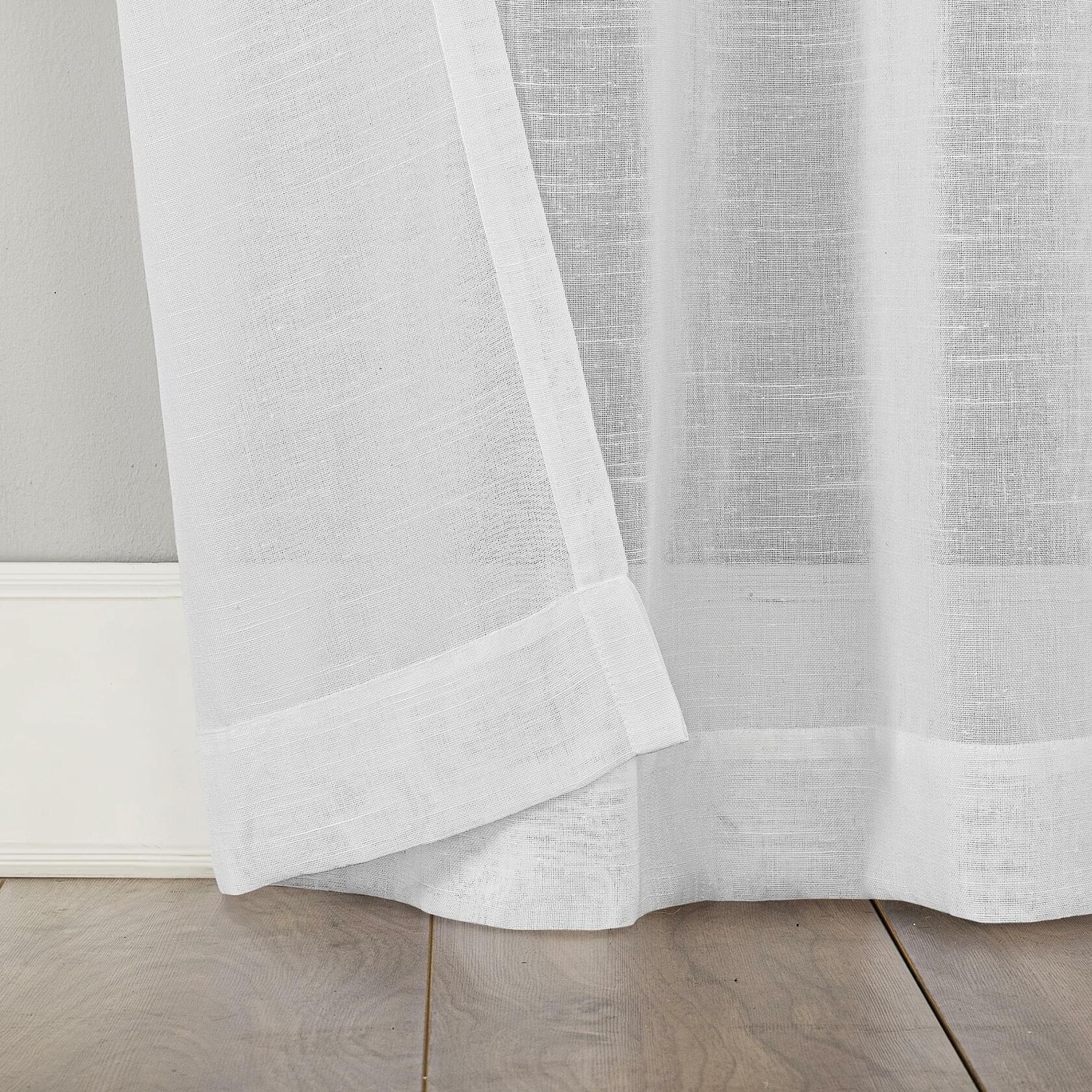 Archaeo Slub Textured Linen Blend Grommet Top Curtain, 52" W x 95" L, White