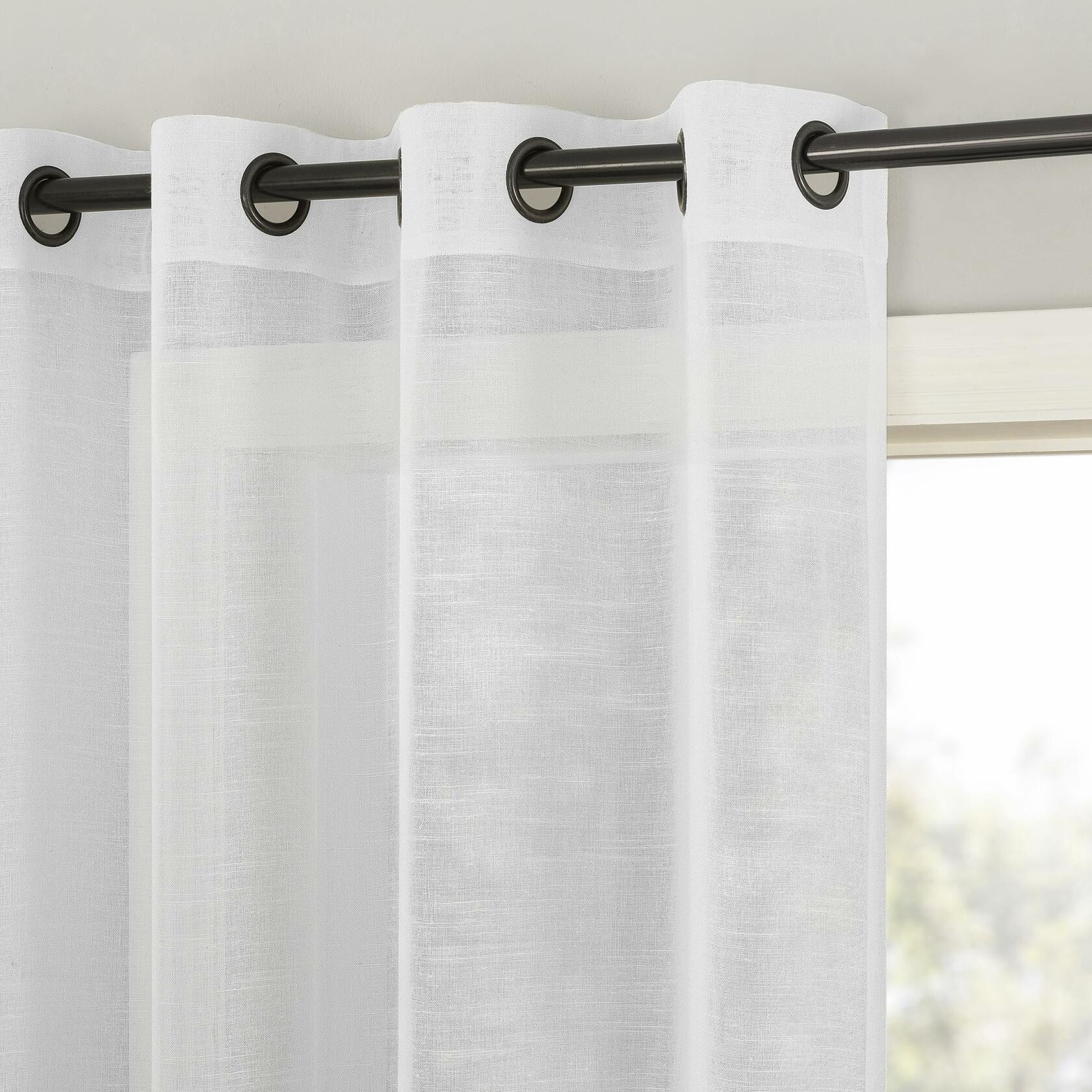 Archaeo Slub Textured Linen Blend Grommet Top Curtain, 52" W x 95" L, White