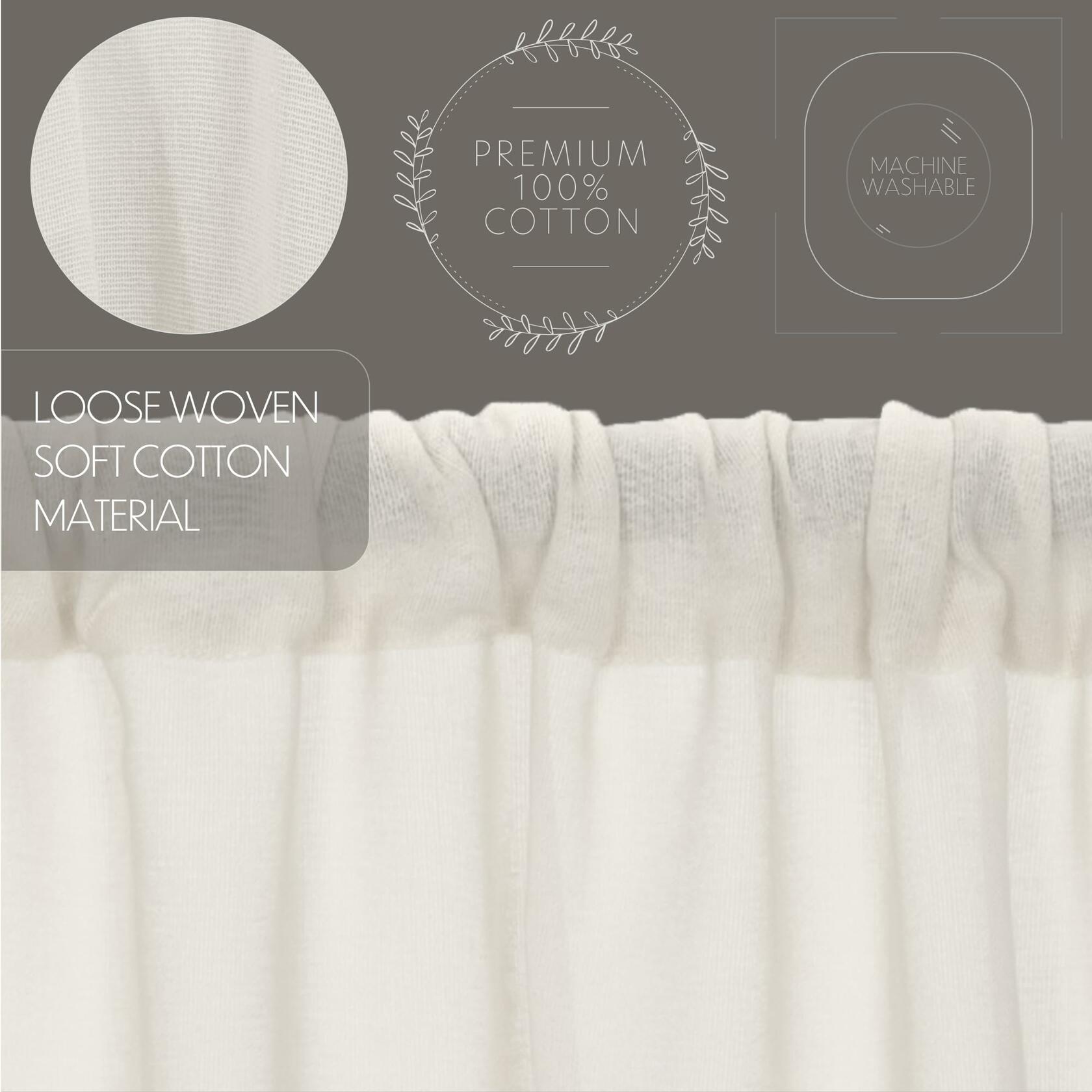 VHC Brands 10763 Tobacco Cloth Antique White Tier Fringed Set of 2 L36xW36