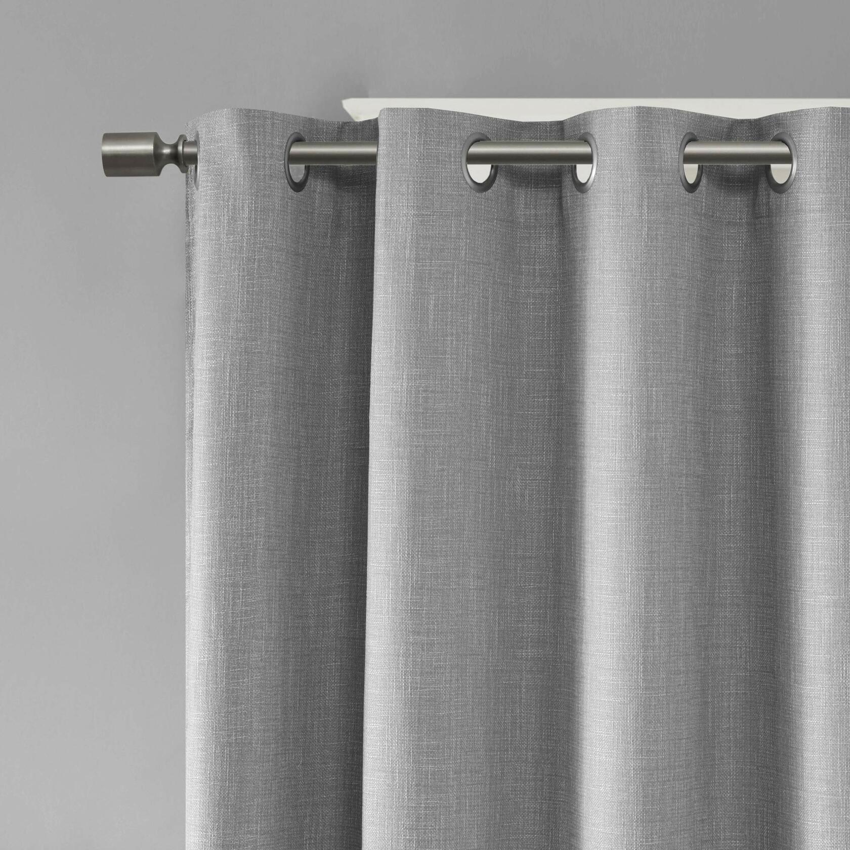 Sun Smart Maya Blackout Curtain Patio Single Window, Textured Heatherd Print, Grommet Top Living Room Décor, Thermal Insulated Light Blocking Drape for Bedroom and Apartments, 100x84, Grey