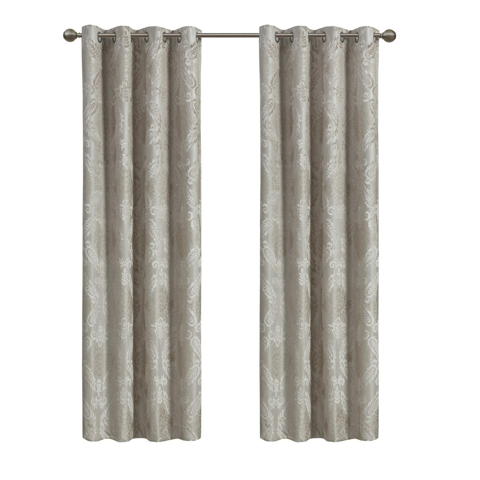 Sun Smart Amelia Jacquard Paisley Total Blackout Curtain for Bedroom, Luxury Single Window Panel Living Room Family-Room Kitchen, Grommet Top, 1-Panel Pack, 50"x95", Champagne