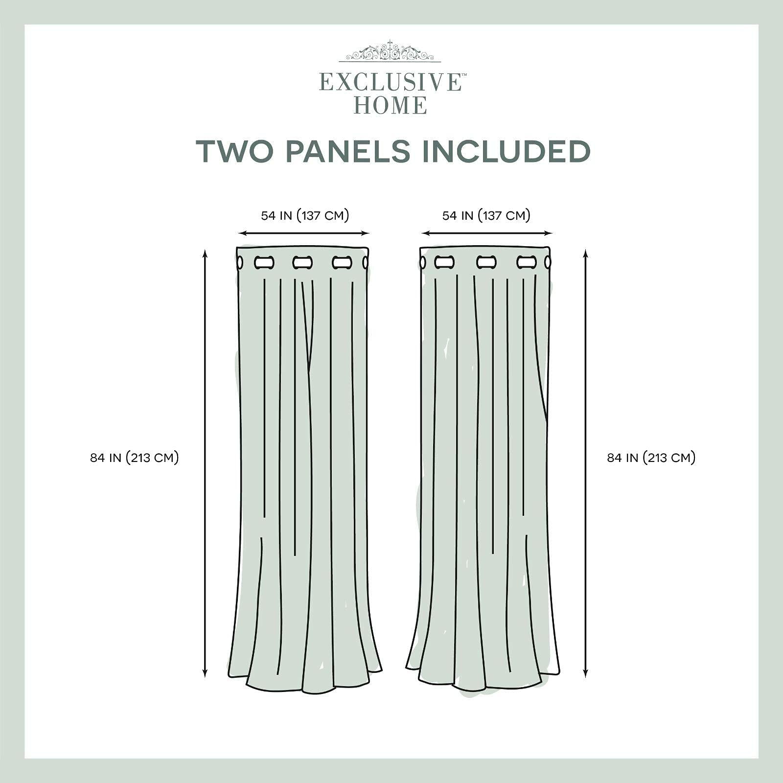 EXCLUSIVE HOME Branches Linen Blend Grommet Top Curtain Panel Pair, 54"x84", Natural